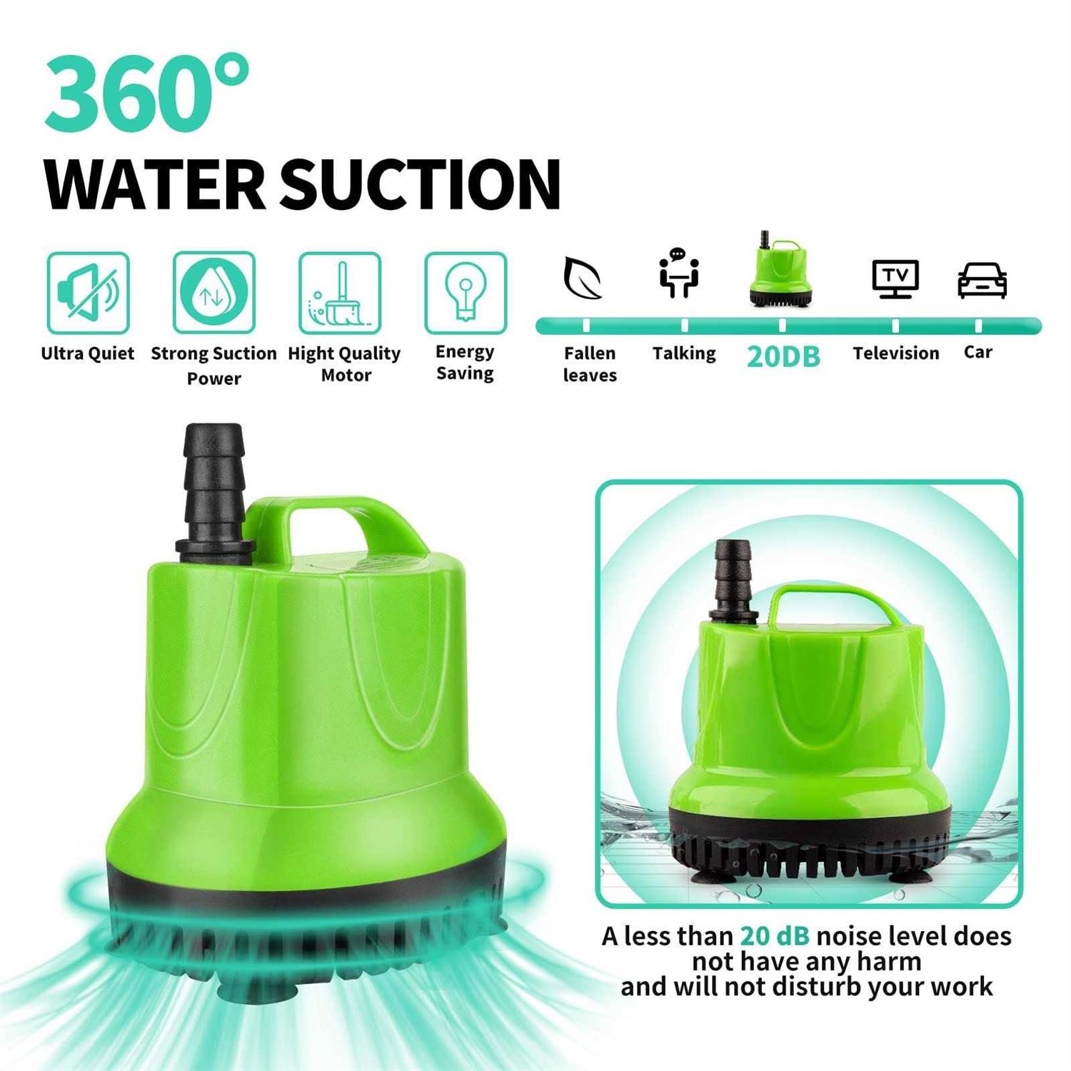 FREESEA Gph Submersible Water Pump for Pond Aquarium Hydroponics Fish Tank Fountain Waterfall - Inhomebuy