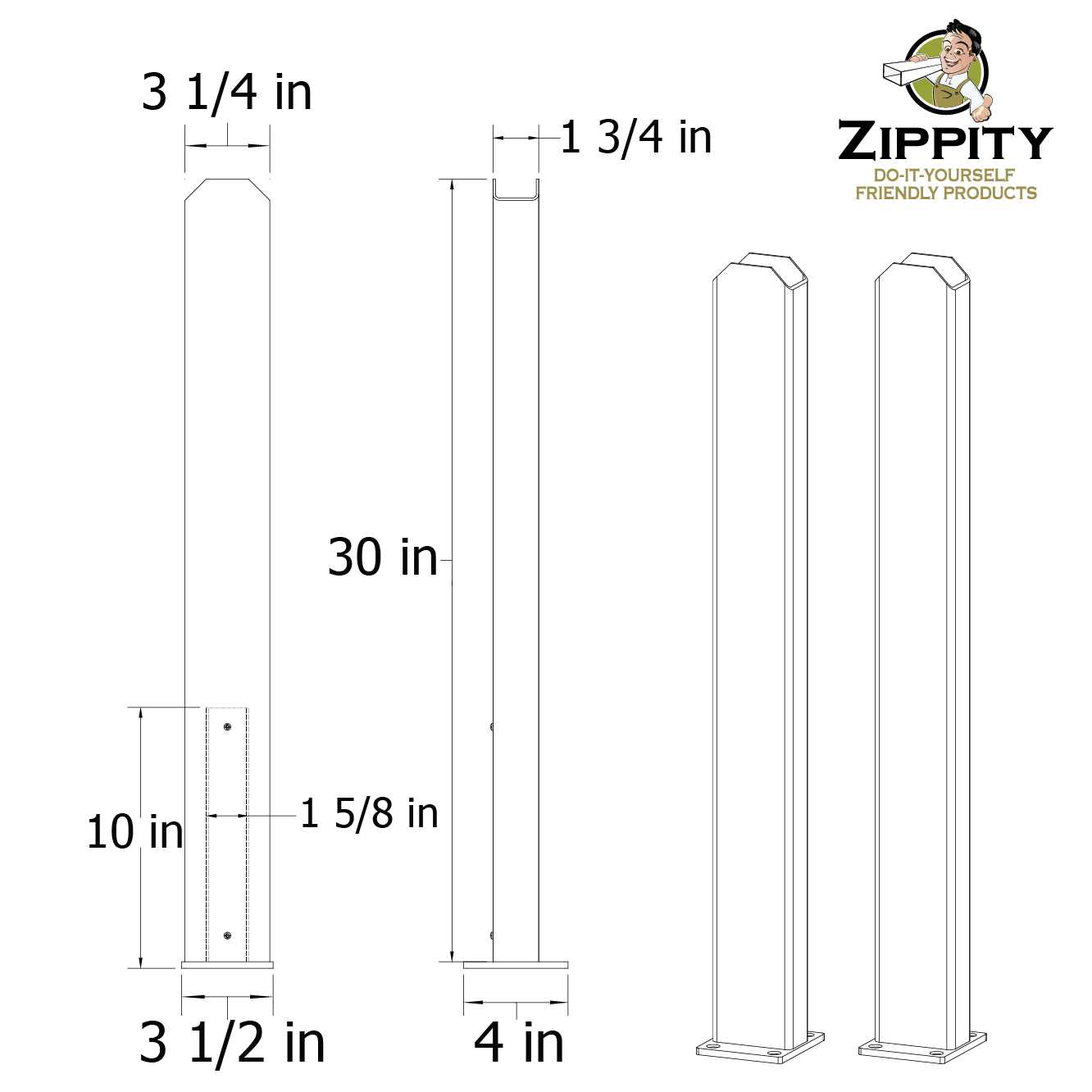 Zippity Outdoor Products ZP19002 No Dig Fence Newport, 36H x 72W, White - Inhomebuy