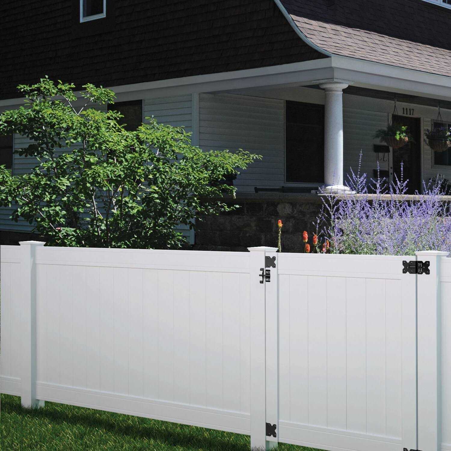 Woodbridge 5 in. x 5 in. x Routed White Vinyl Fence Line Post Outdoor Essentials - Inhomebuy
