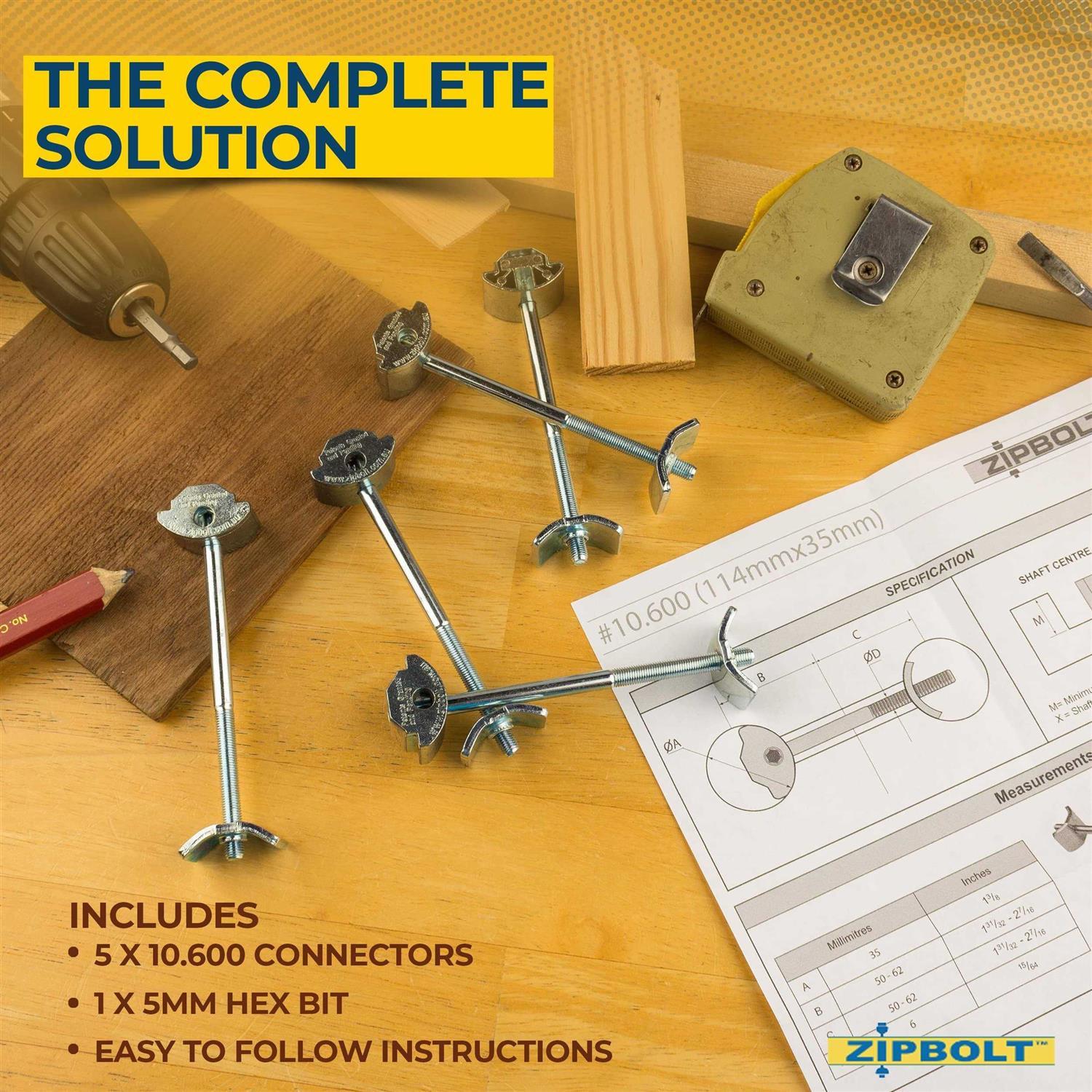 Zipbolt Angled Slipfix Railbolts Connect Angled Handrail to Newel - Inhomebuy