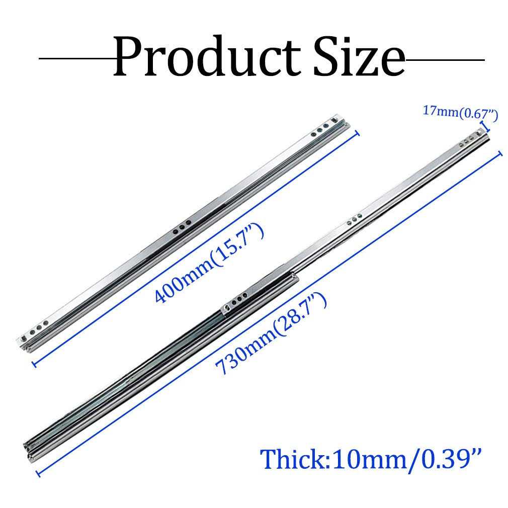 yoohey Metal Drawer Slides Ball Bearing Two Way Slide Track Rail 0.7 inch Wide - Inhomebuy