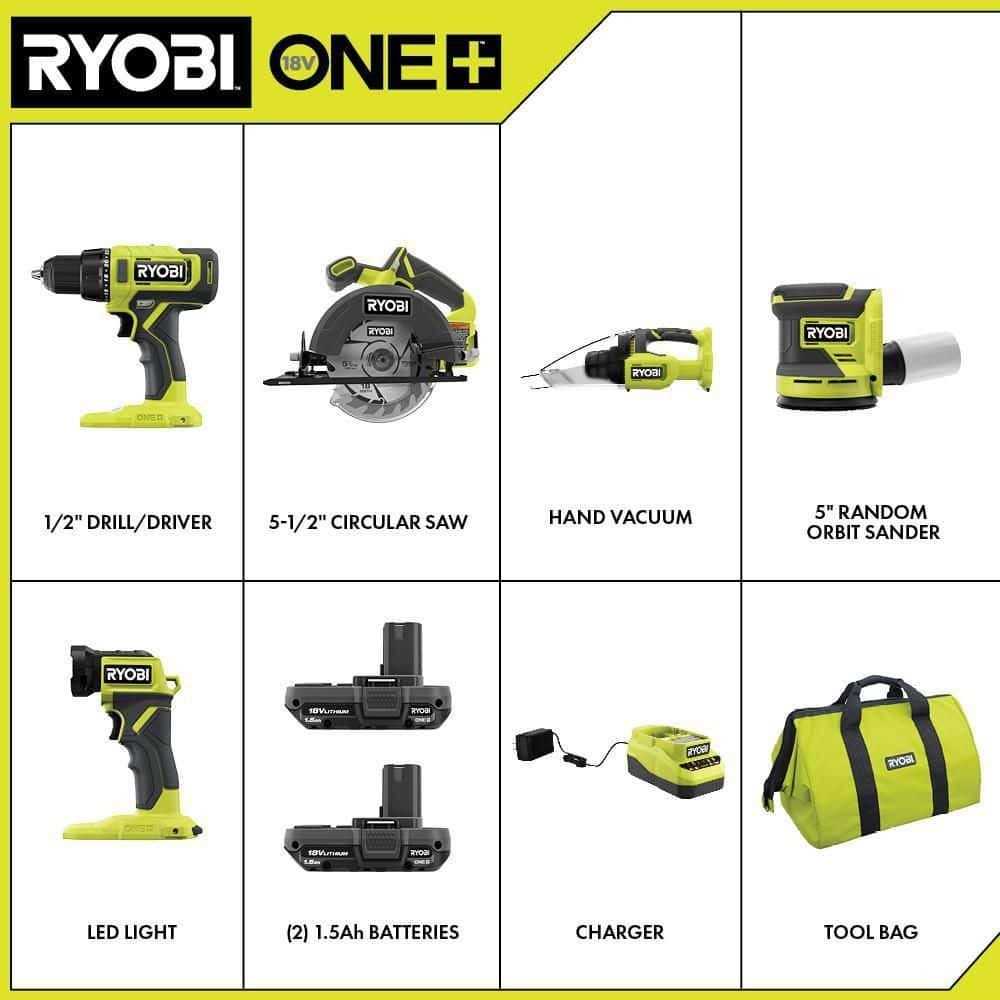 RYOBI ONE+ 18V Cordless 4-Tool Combo Kit with 1.5 Ah Battery, 4.0 Ah Battery, and Charger PCL1400K2 - Inhomebuy