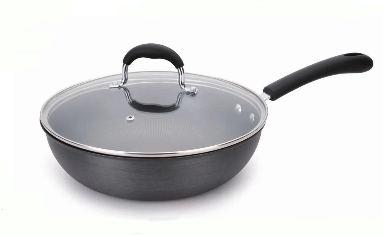Healthy Bear hard anodized Wok |BCHA28WG| 28cm with Glass Lid - Inhomebuy