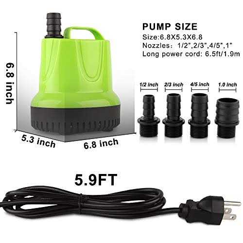 FREESEA Gph Submersible Water Pump for Pond Aquarium Hydroponics Fish Tank Fountain Waterfall - Inhomebuy