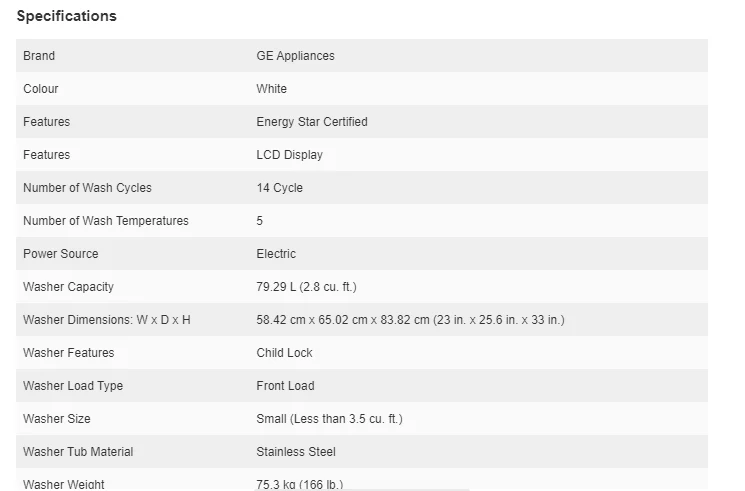 GE 24 IN. 2.8 CU. FT. (IEC) WHITE FRONT LOAD WASHER WITH STEAM - GFW148SSMWW - Inhomebuy