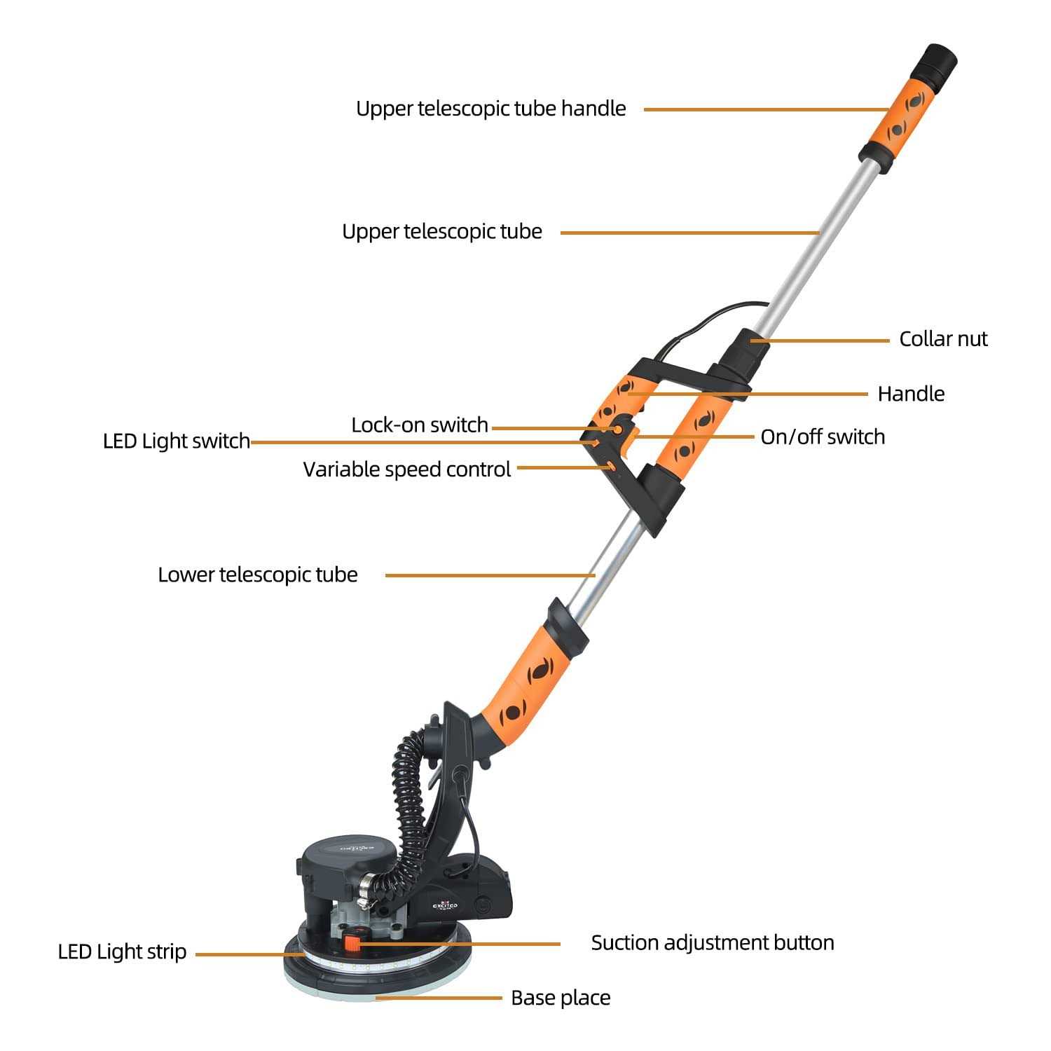 Drywall Sander Electric Drywall Sander with Vacuum Automatic Dust Removal - Inhomebuy