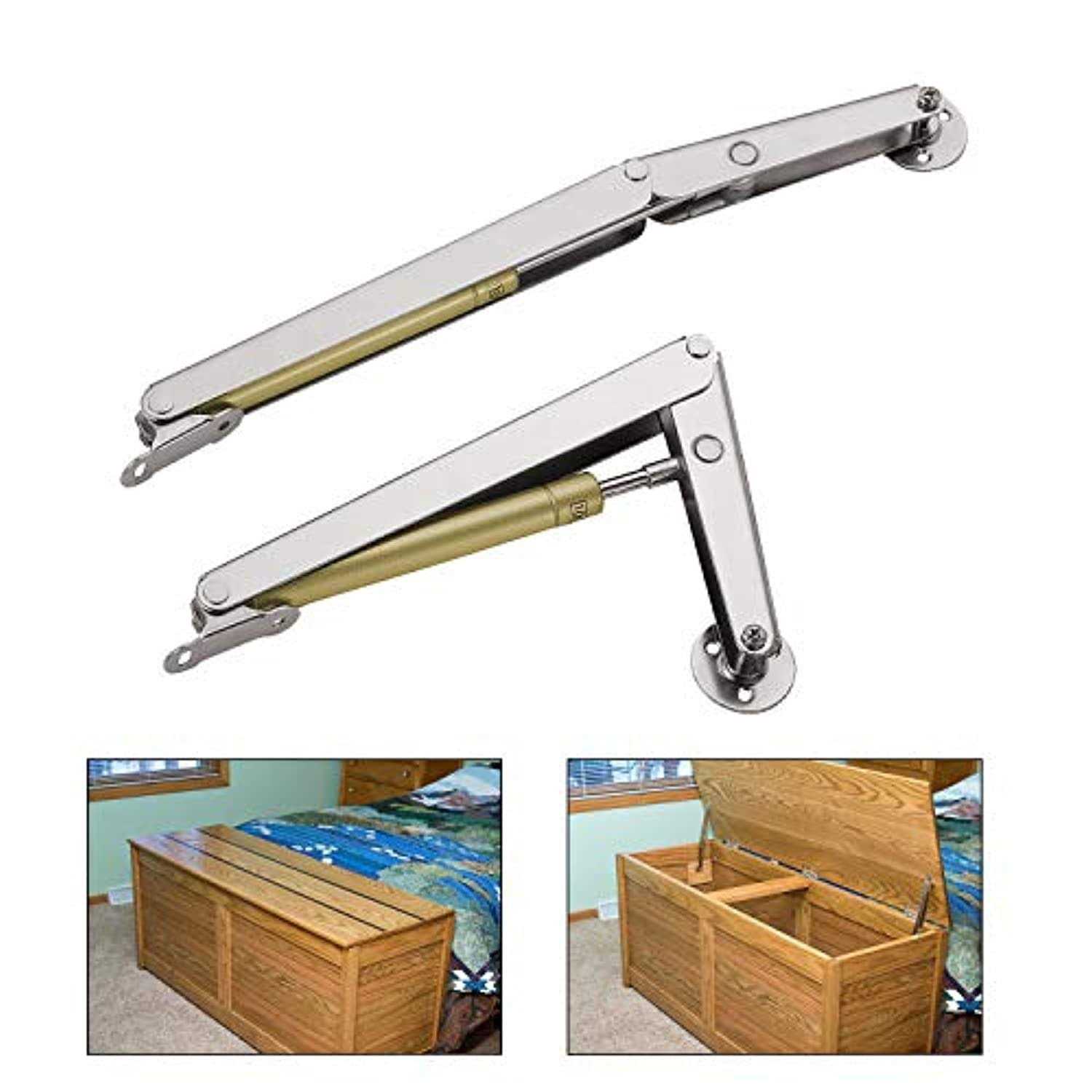 yumore Gas Struts 200n/30lb Heavy Duty Support Hinges Automatic Slow Lowering Safety Pneumatic for Cabinets Wooden Box Toy Chest - Inhomebuy