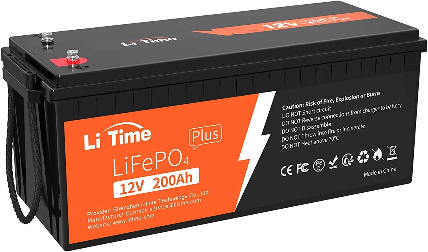 LiTime 12V 200Ah PLUS Lithium LiFePO4 Battery, Max 2560W Power Output, 10-Year Lifetime, 200A BMS LiFePO4 Battery for RV, Solar, Off-Grid, Marine - Inhomebuy