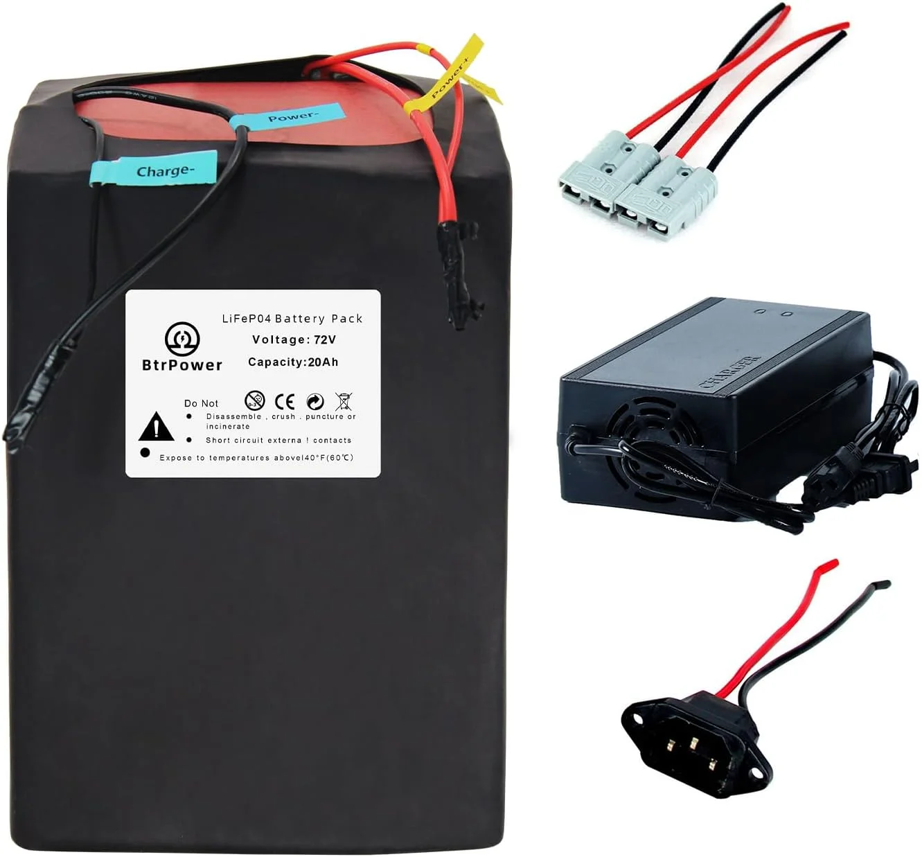 72V 20AH Ebike Battery Lithium LiFePO4 Cells with 5A Charger for Electric Scooter Bicycles Motorcycle 1000W 2000W Motor - Inhomebuy