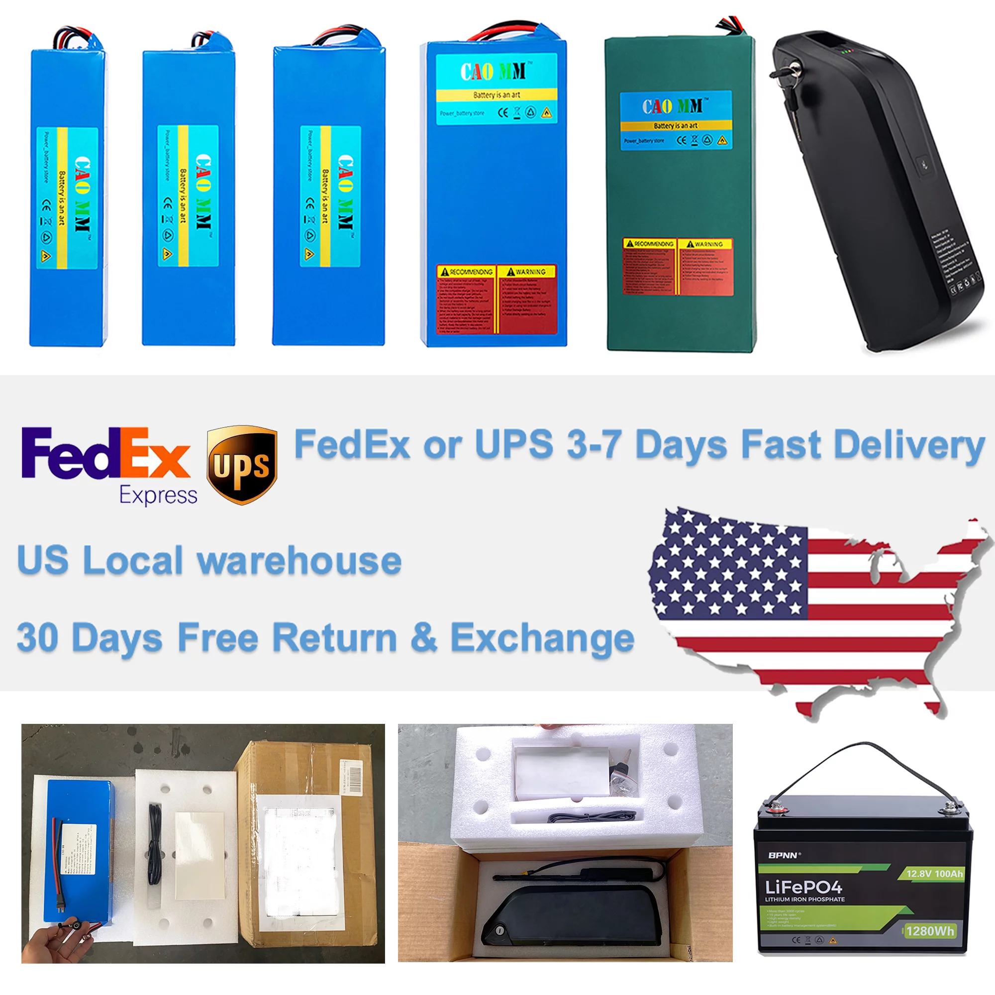 48V 14Ah Lithium Battery Without Charger T-Plug 30A BMS for 1000W Electric Bike - Inhomebuy