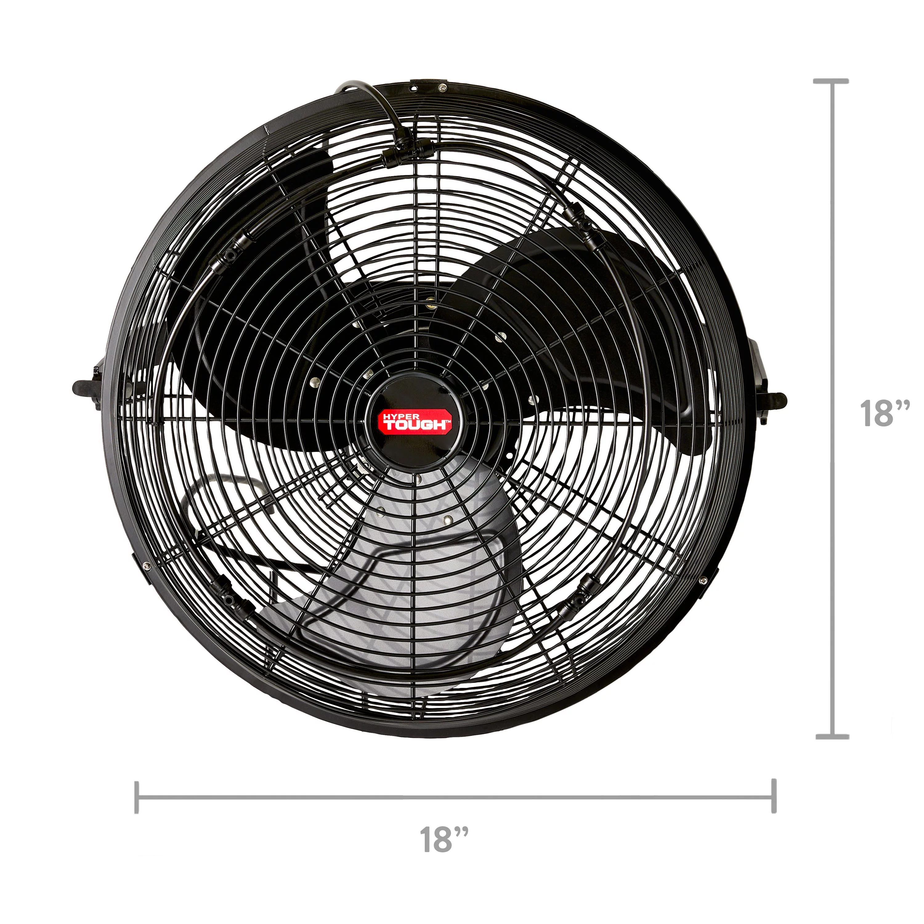 Hyper Tough 18 inch Outdoor Wall Mounted Fan with Misting Kit, 3 Blades, Black - Inhomebuy