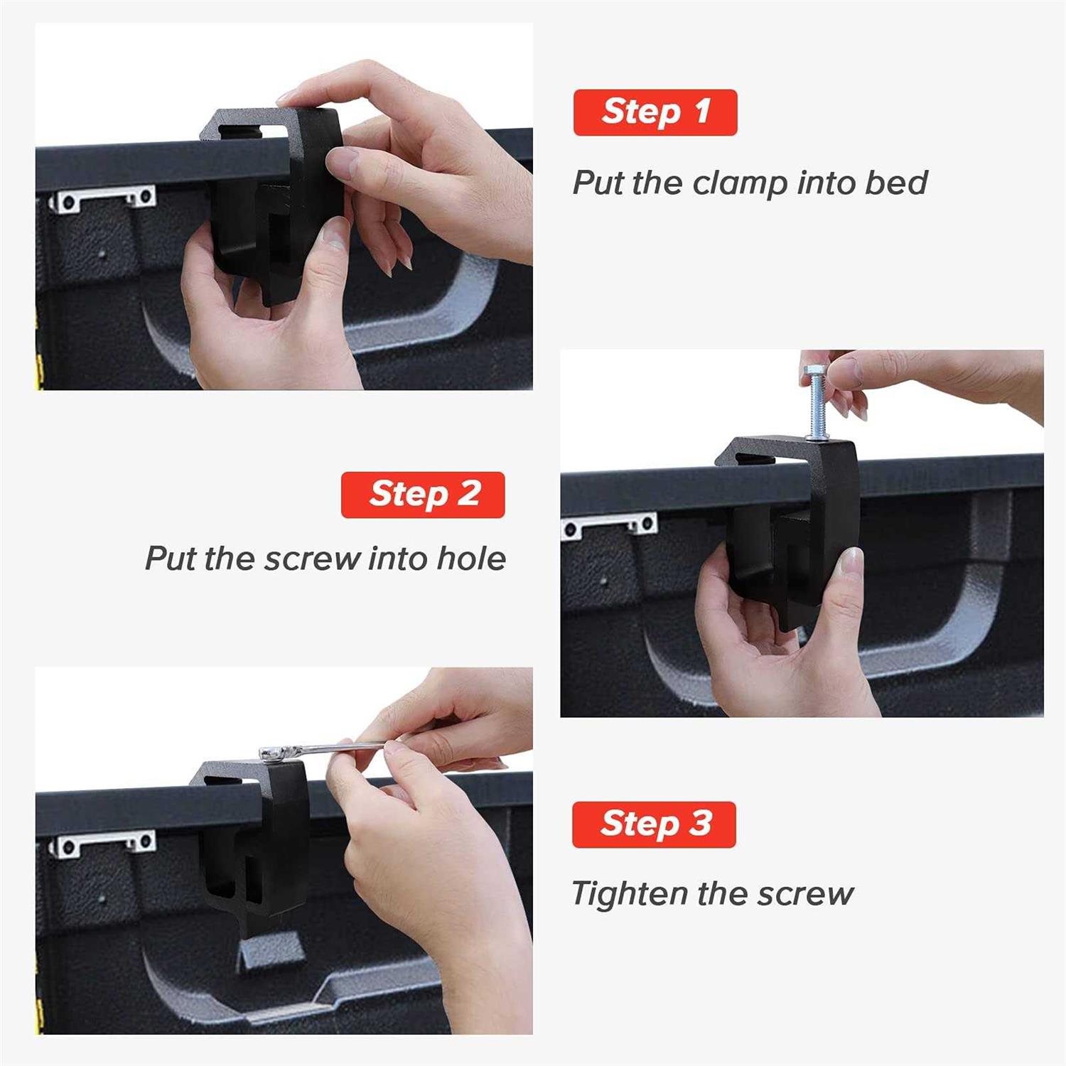 MOTAFAR Mounting Clamps Ladder Rack Clamps Truck Cap Topper Camper Shell Heavy Duty for CHEVY Silverado Sierra 1500/2500/3500 - Inhomebuy