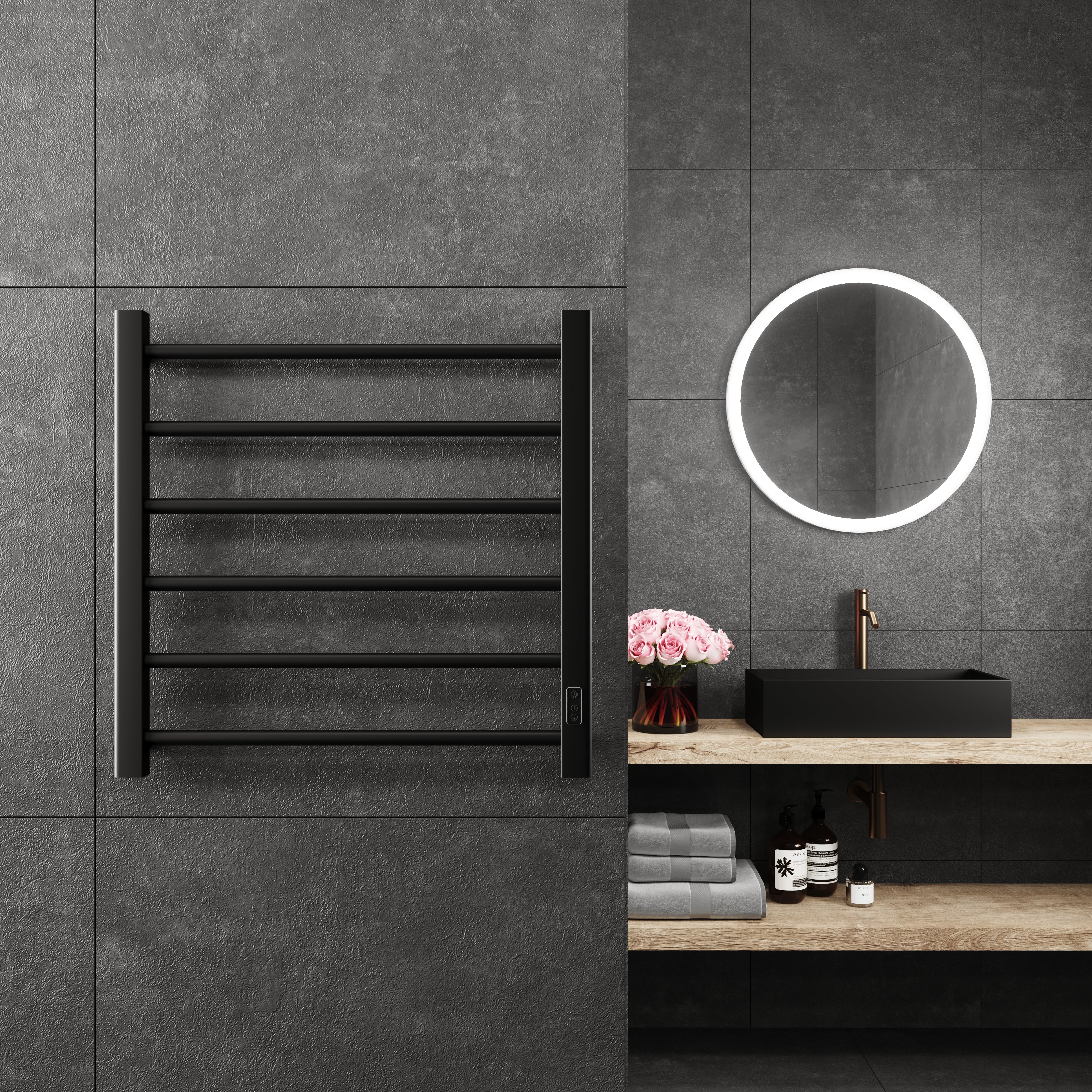 Elen Wall Mounted Electric Towel Warmer in Chrome 24