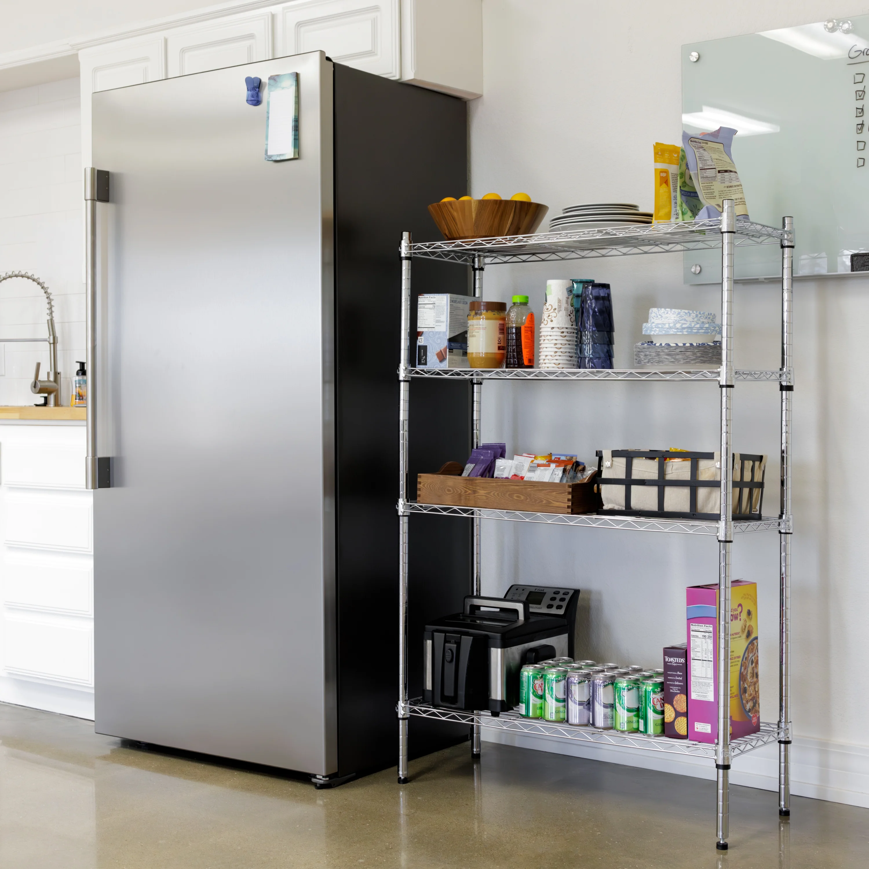 Hyper Tough 4 Tier Wire Shelf Unit, Chrome, 1400 lb. Capacity, Adult - Inhomebuy