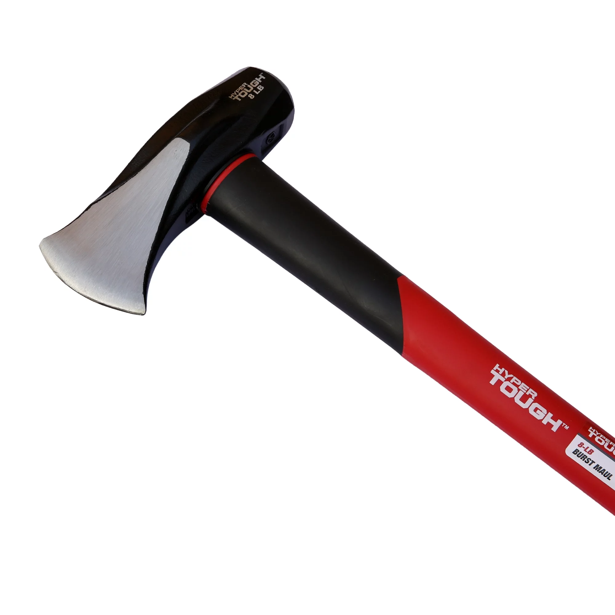 Hyper Tough 8 lb Splitting Burst Axe Maul Red & Black Double Injection Fiberglass 34