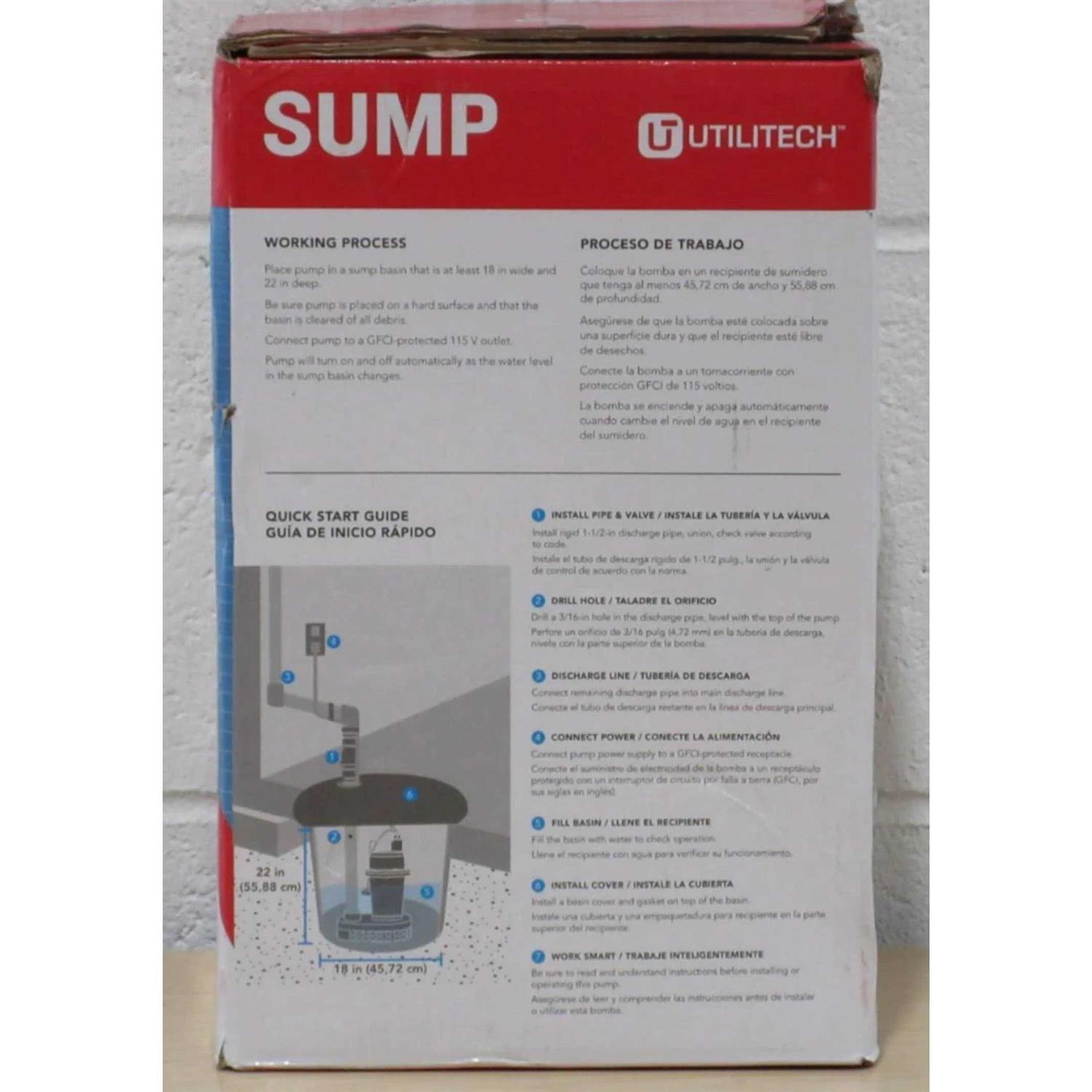 Utilitech 0.33-HP Thermoplastic Submersible Utility Pump 148002 - Inhomebuy