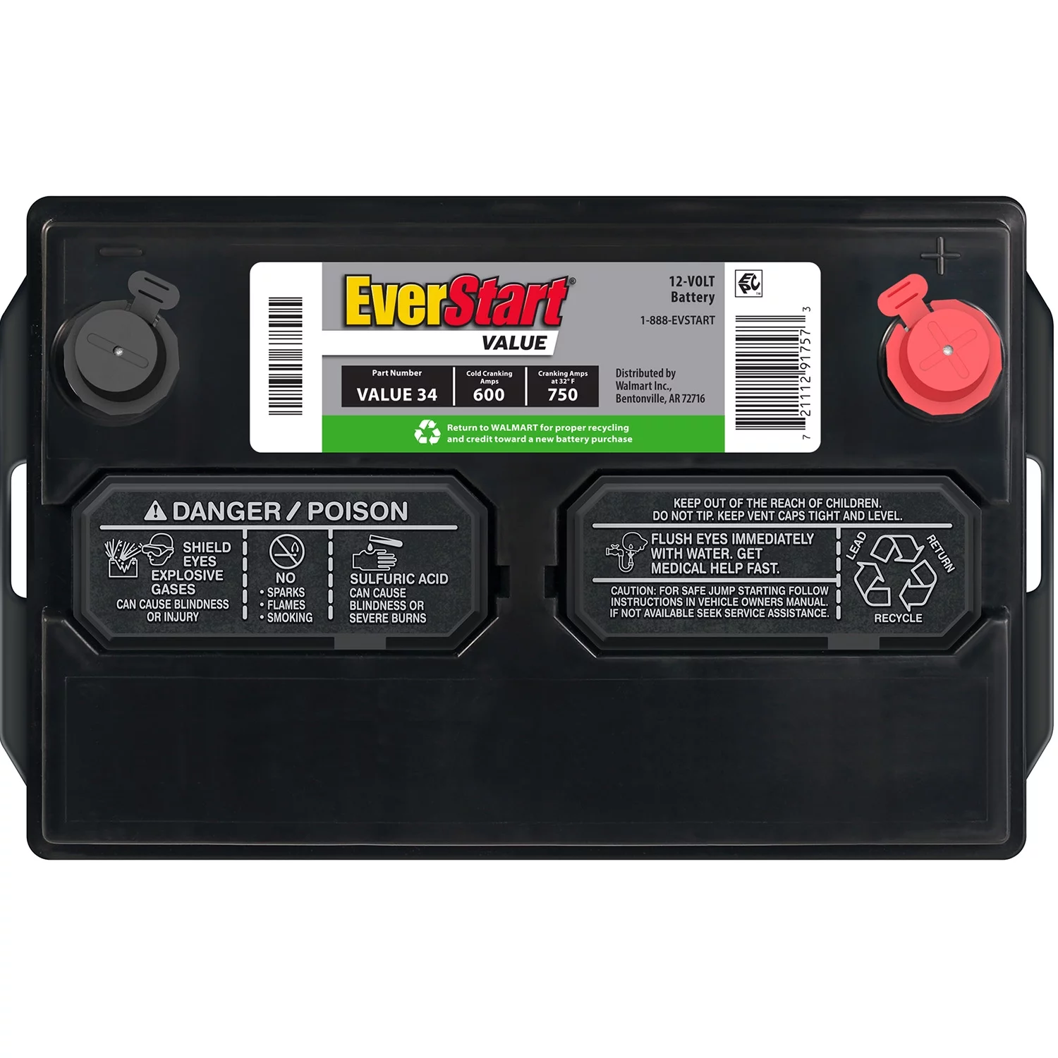 EverStart Value Lead Acid Automotive Battery, Group Size 34 12 Volt, 600 CCA - Inhomebuy