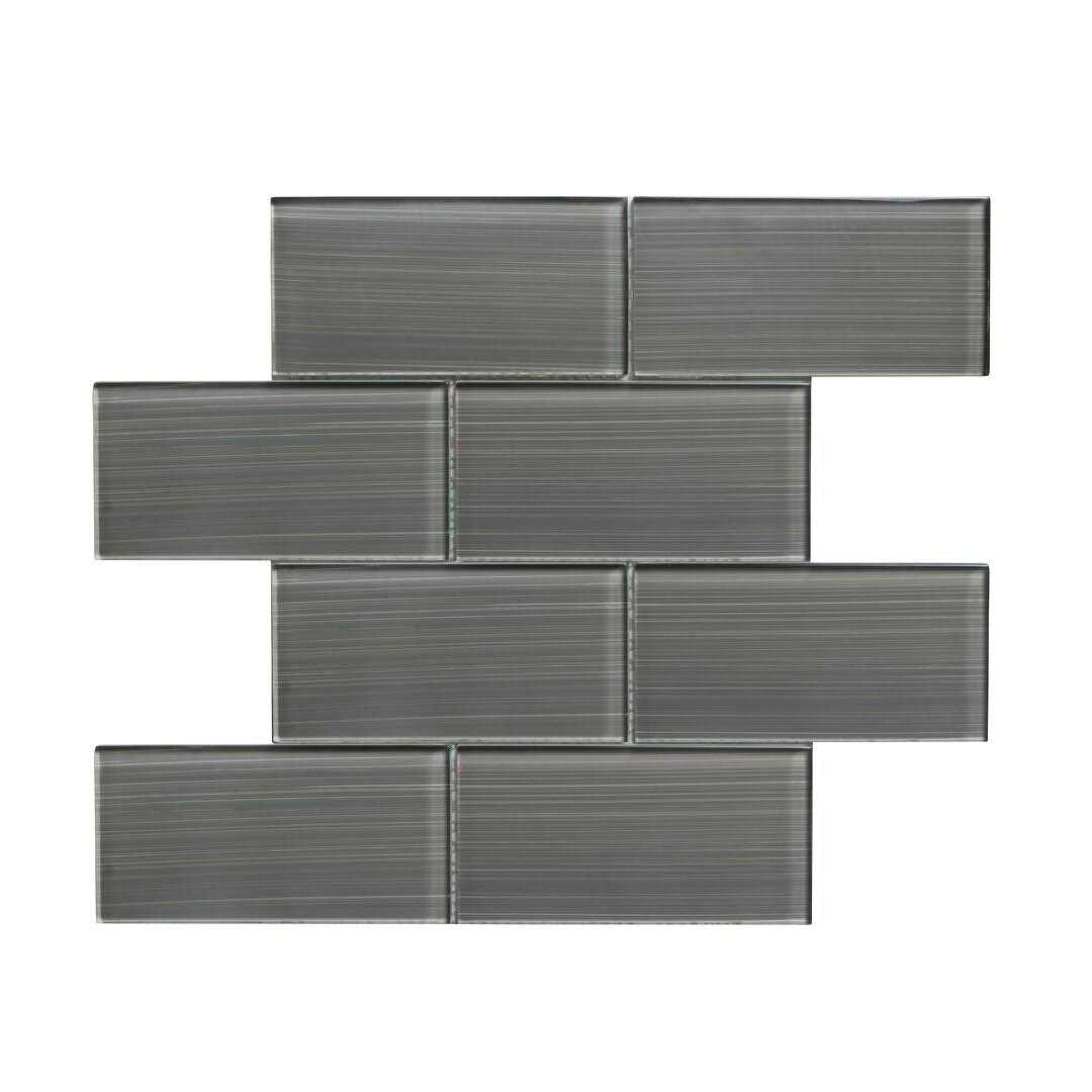 WS Tiles Hand Painted 3 in. x 6 in. Glass Subway 12 in. x 12 in. Mesh-Backed Wall Tile WST - Inhomebuy