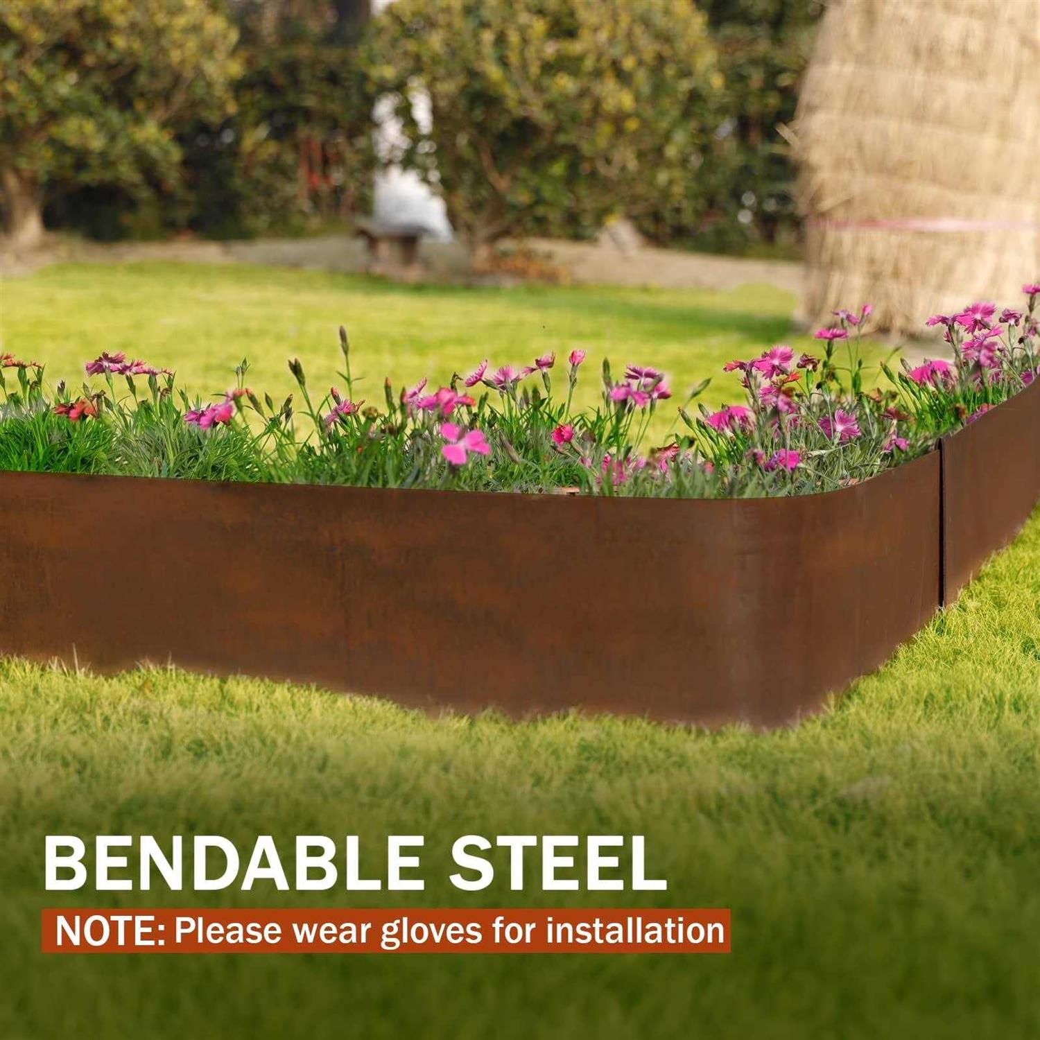 Worth Garden 40 in. x 14-Gauge Cor-Ten Steel Landscape Edging - Inhomebuy