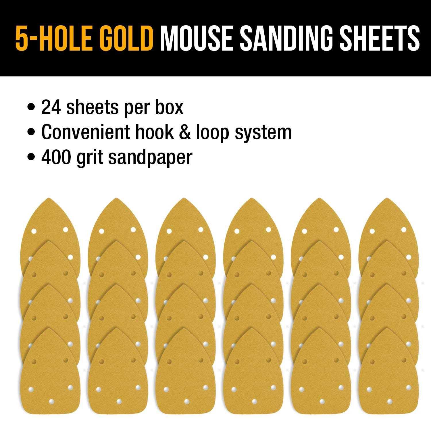Dura-gold Grit 5-Hole Hook & Loop Sanding Sheets for Mouse Sanders - Inhomebuy