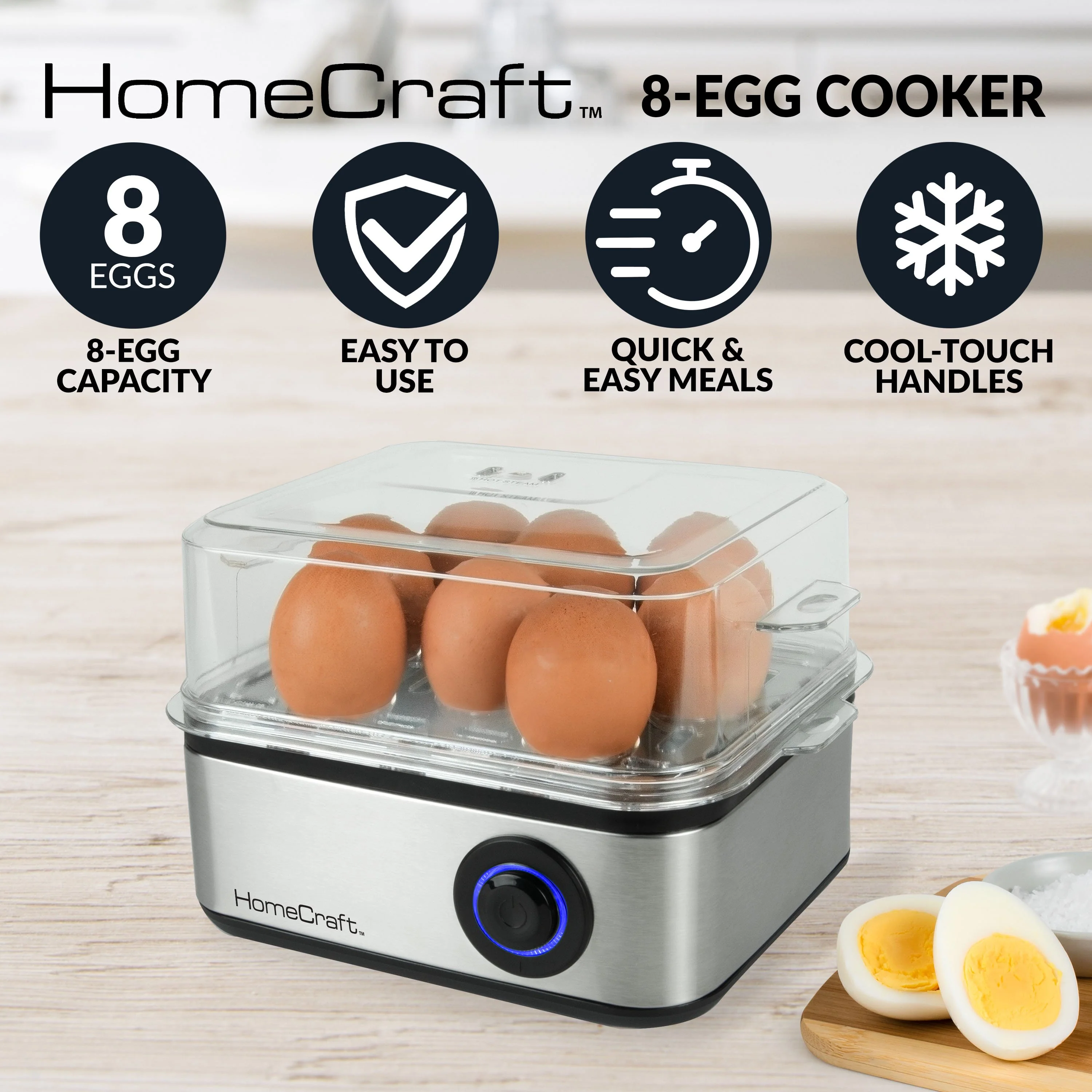 HomeCraft 8-Egg Cooker with Buzzer - Inhomebuy