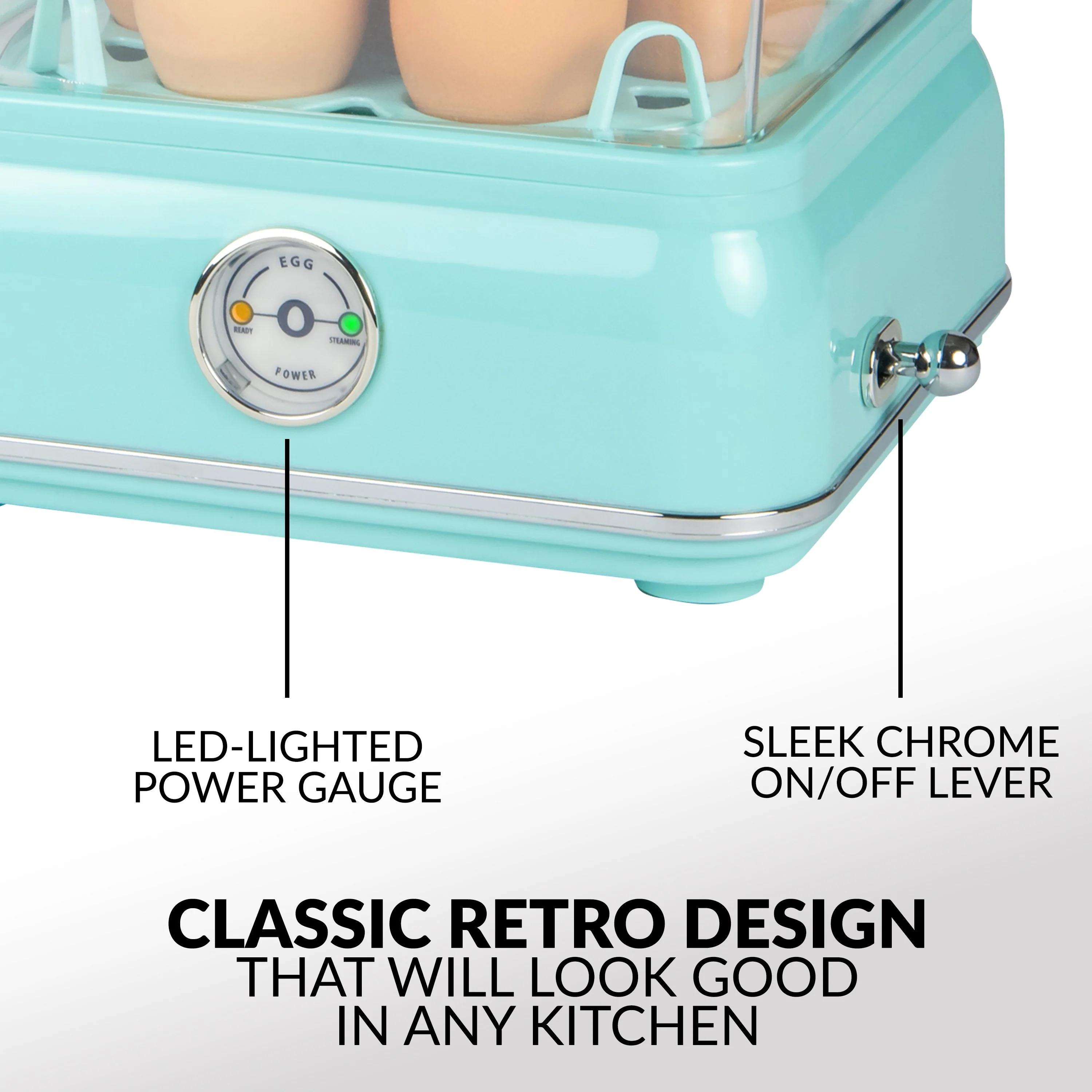 Classic Retro 14-Capacity Egg Cooker, Aqua - Inhomebuy