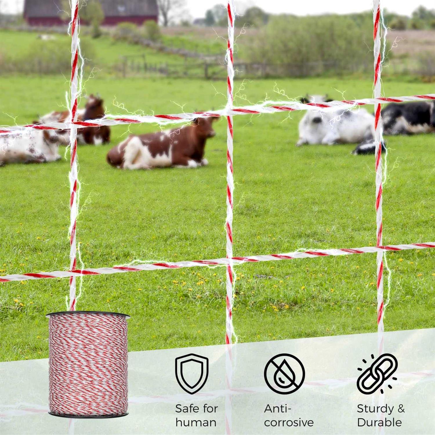 Electric Fence Netting/Temporary Fence Sheep Netting with 14 Posts 2 Spikes 3.6′ H x 164′ L for Sheep - Inhomebuy