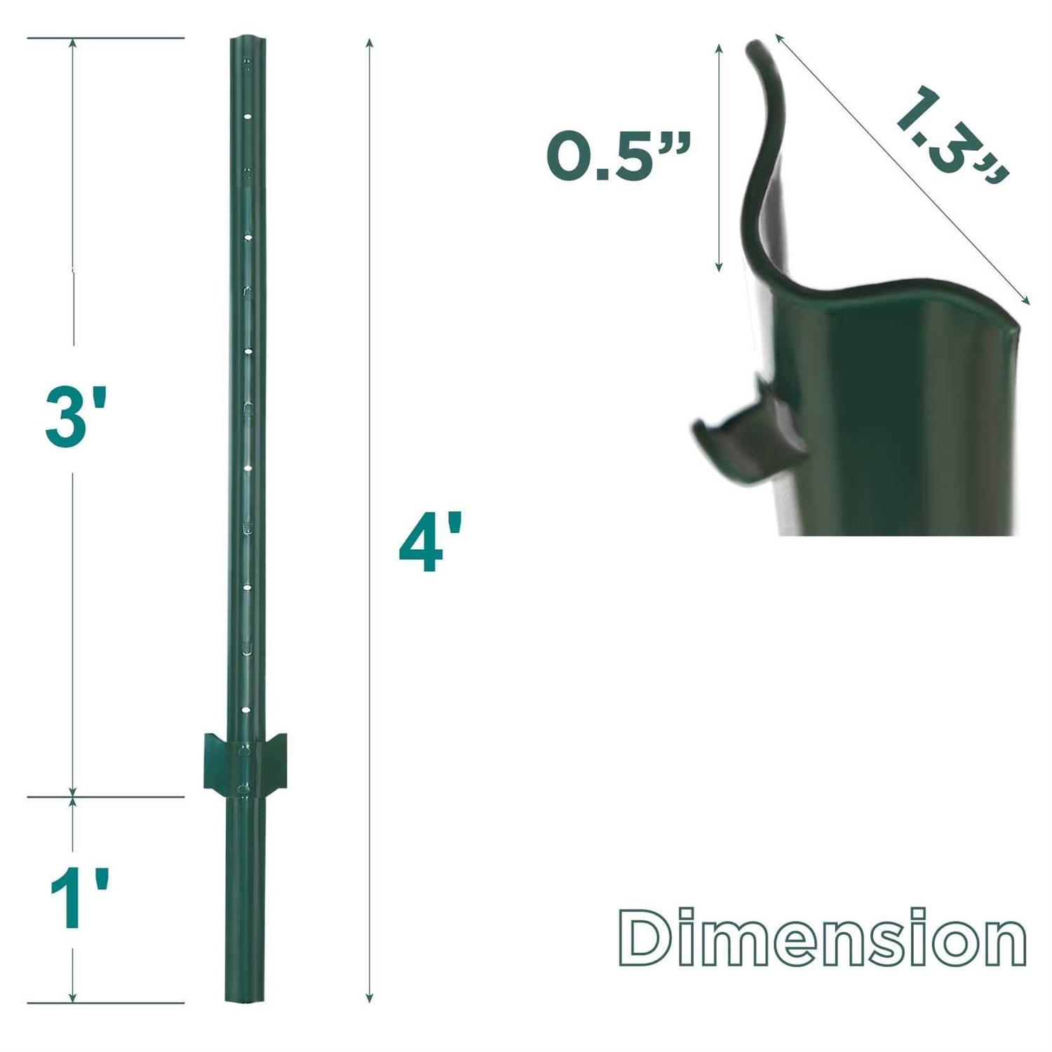 Vasgor Sturdy Duty Metal Fence Post Garden U Post for Fencing - Inhomebuy