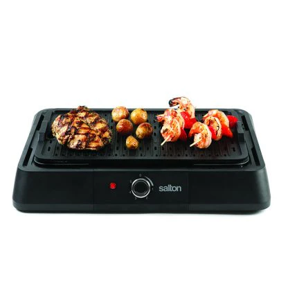Salton HG1764 Smokeless Health Grill: 1600W, dishwasher safe non-stick plate (39 cm x 23 cm), black - Inhomebuy