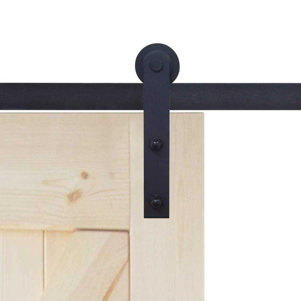 WINSOON 5/6/8/10/12/13/15/16FT Black Straight Design Sliding Roller Barn Single Wood Door Hardware Closet Track Kit Set - Inhomebuy
