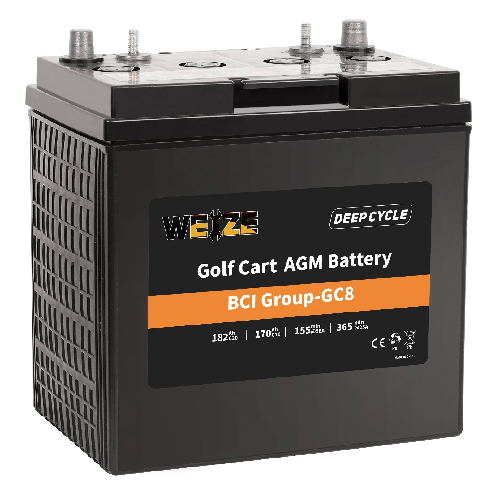 Weize Golf Cart Battery, 6V 210ah BCI Group GC2 Deep Cycle AGM Scrubber Battery - Inhomebuy