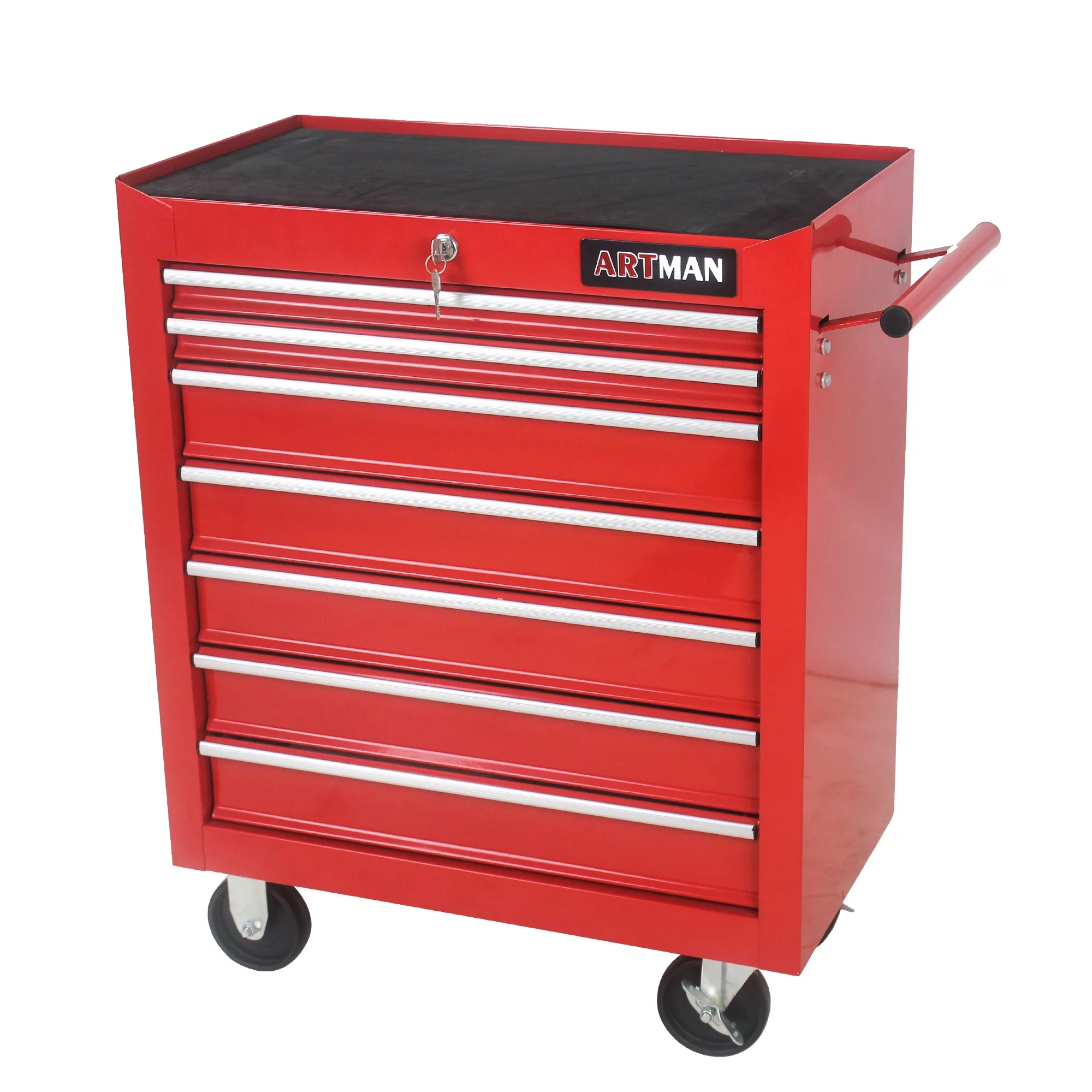 7 Drawers Rolling Tool Chest Cabinet with Wheels, Tool Storage Cabinet and Tool Box Organizer for Garage Warehouse Workshop, Red - Inhomebuy
