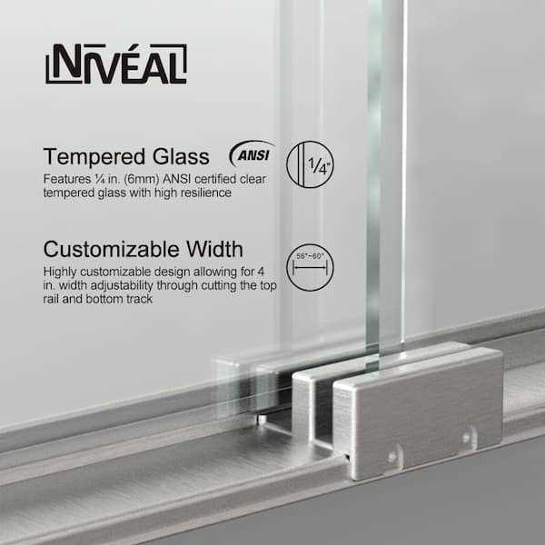 niveal Vale 60 in. W x 60 in. H Sliding Semi Frameless Tub Door Finish - Inhomebuy