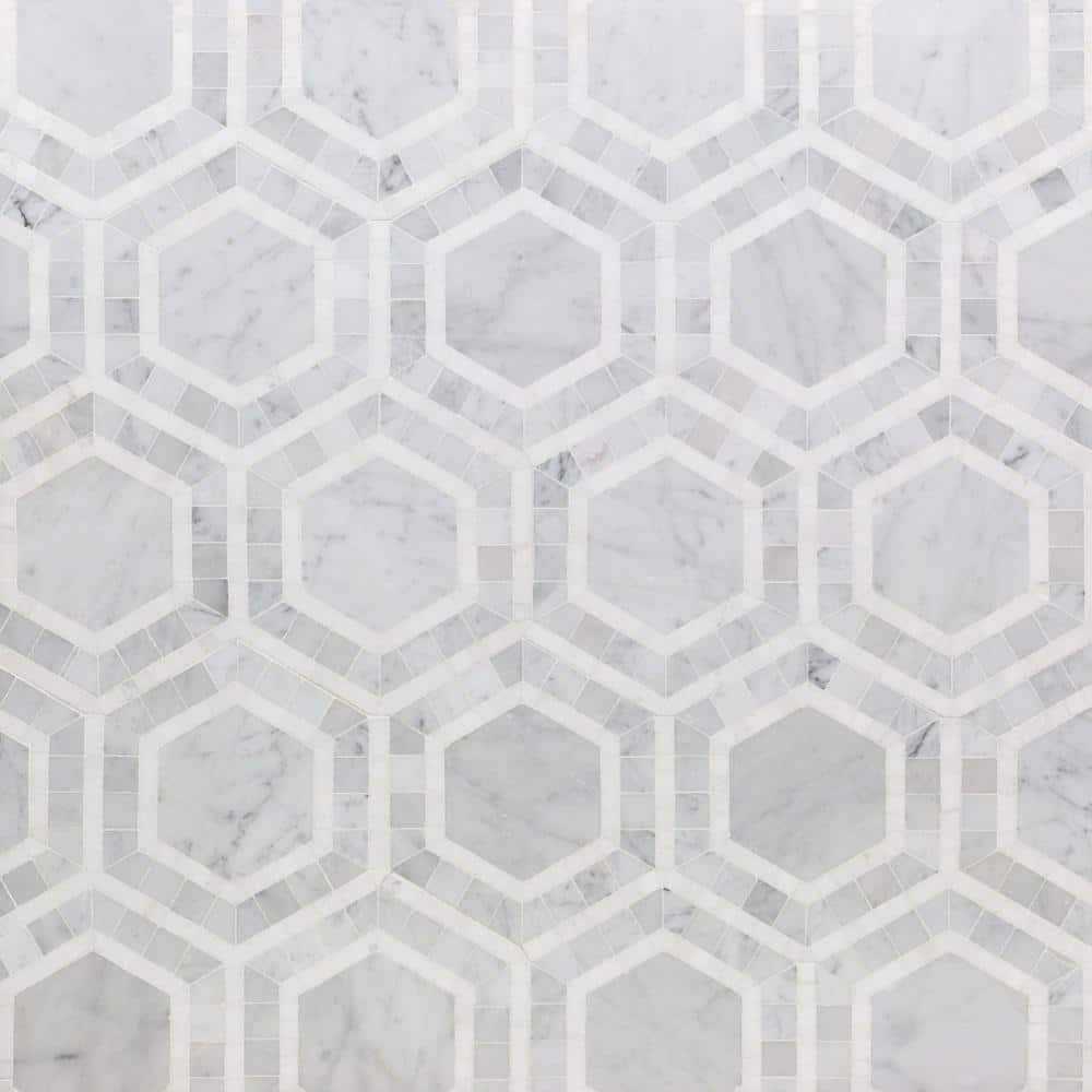 Zeta Random Sized Marble Honeycomb Mosaic Wall & Floor Tile Ivy Hill Tile - Inhomebuy
