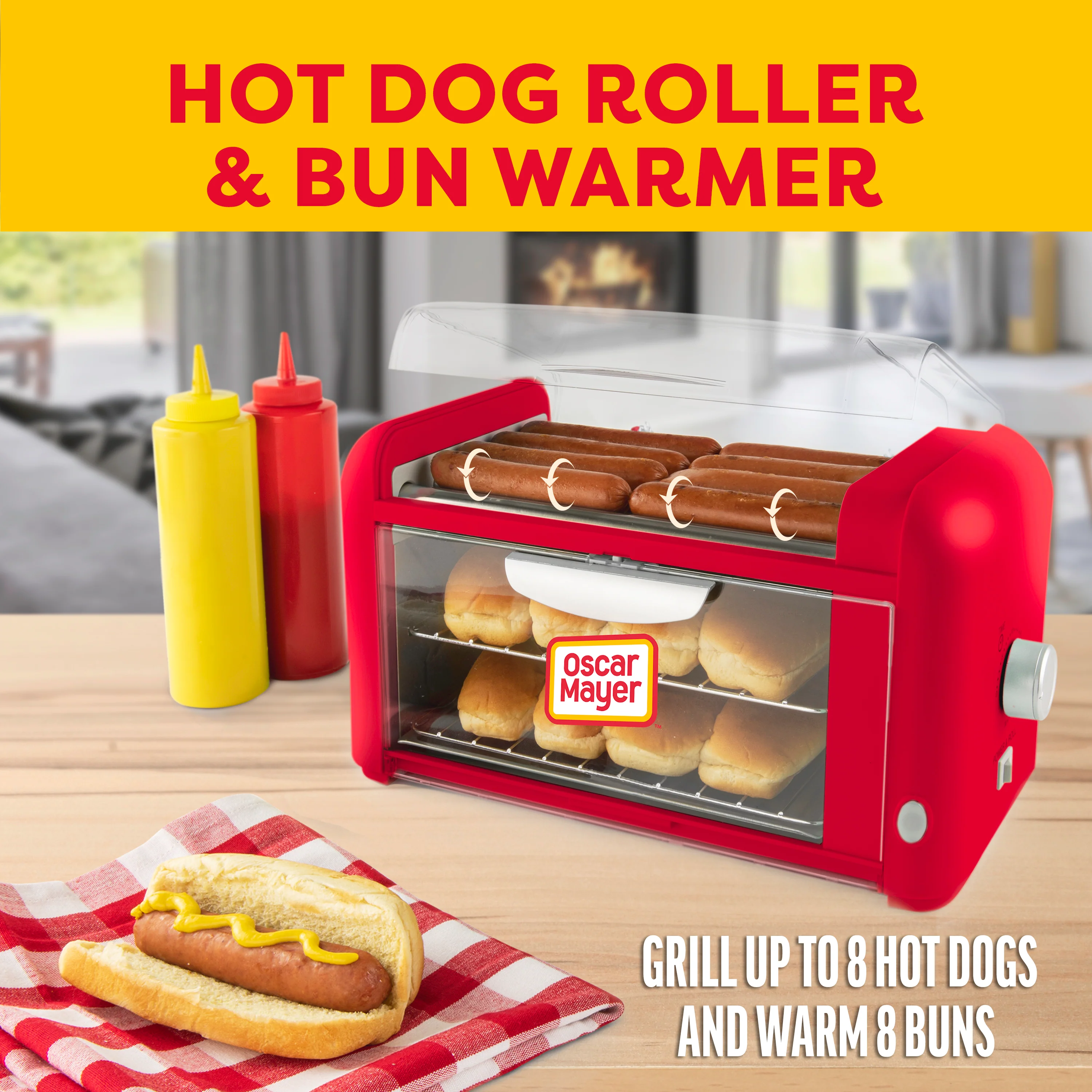 Oscar Mayer Hot Dog Roller & Bun Warmer, Red - Inhomebuy
