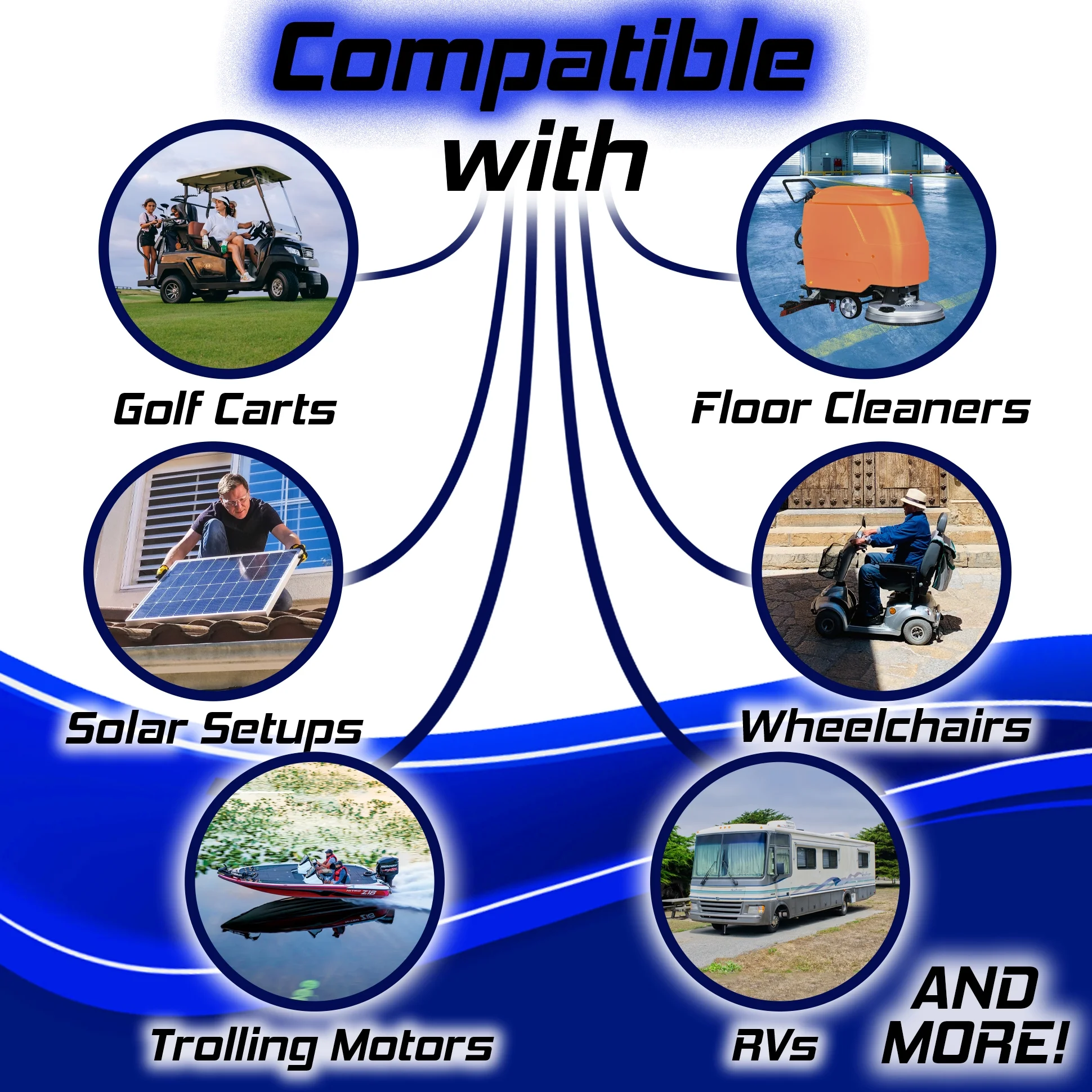 PowerStar Replacement for T-105 6 Volt Golf Cart Battery RV Marine Solar Deep Cycle X4 - Inhomebuy