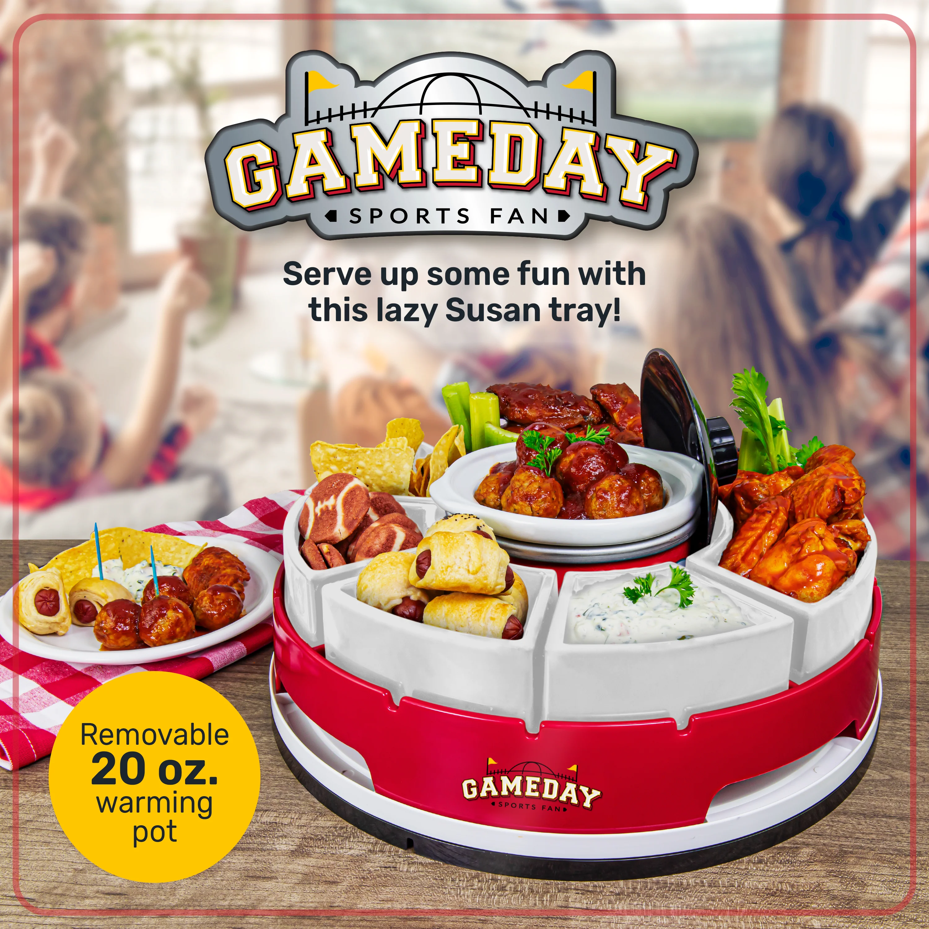 Game Day Lazy Susan Appetizer Server - Inhomebuy
