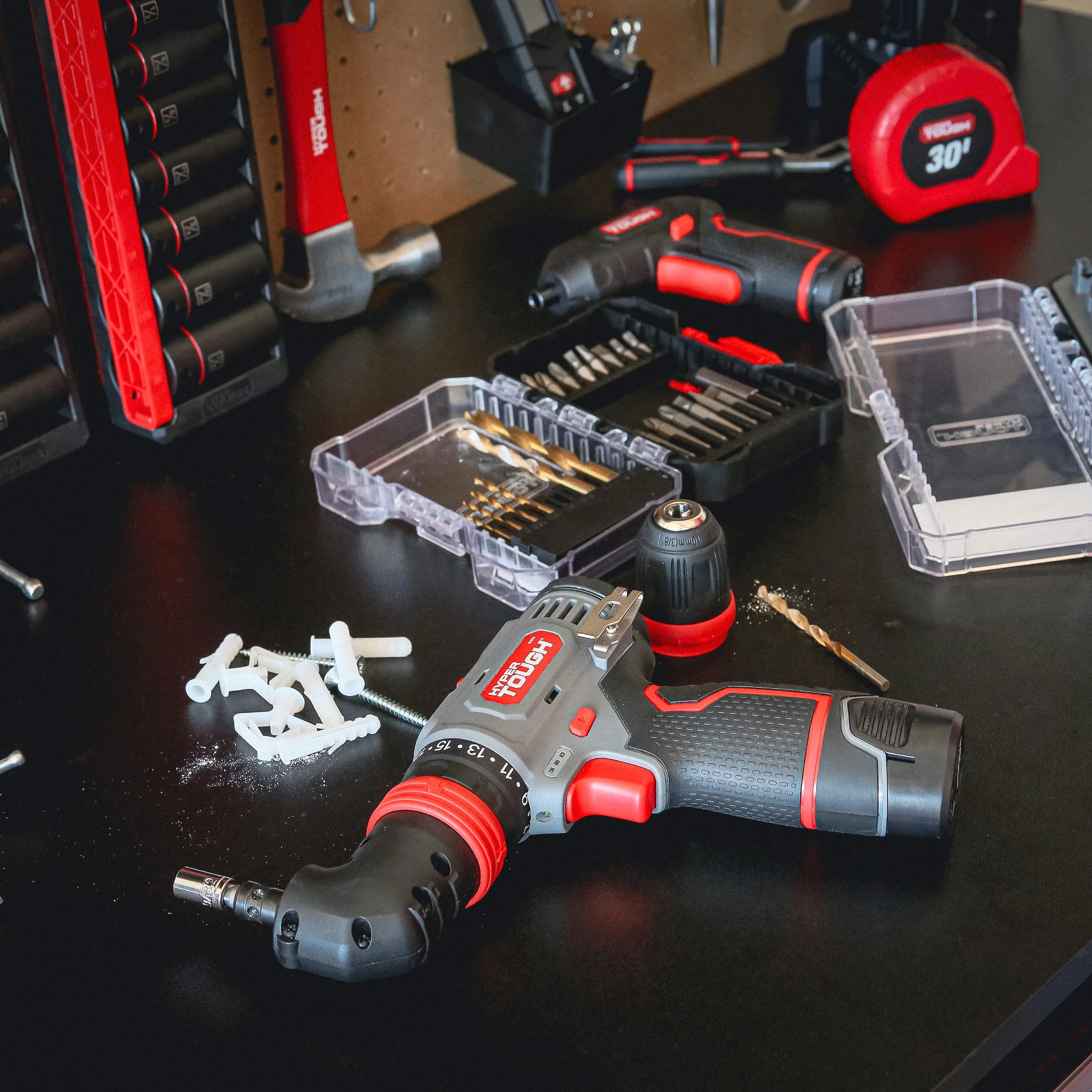 Hyper Tough 12V Max Lithium-Ion 3-in-1 Multi-Head Power Drill Set with 1.5Ah Battery and Charger, 80003 - Inhomebuy