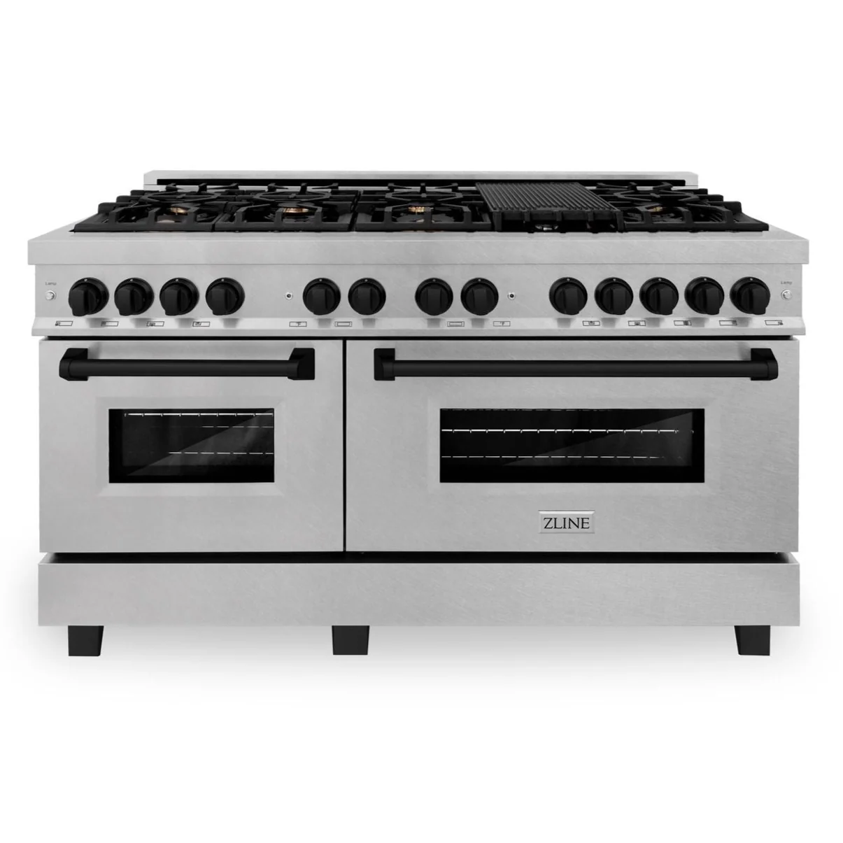 ZLINE 60 Inch Autograph Edition Dual Fuel Range in Stainless Steel with Matte Black Accents, RASZ-60-MB - Inhomebuy