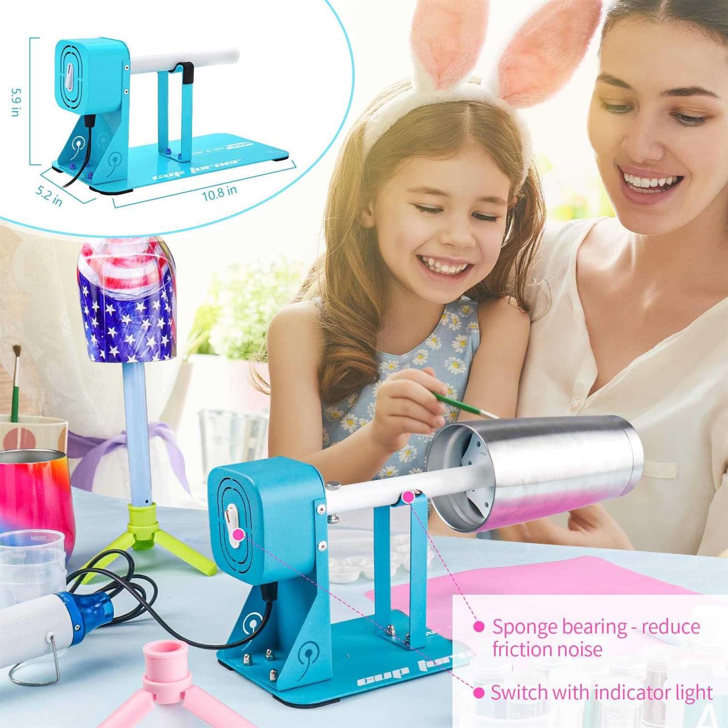 Cup Turner for Crafts Tumbler,Tumbler Cup Spinner,glitter Powder,Epoxy Resin kit for Tumblers for Beginners with Epoxy and Heat Gun - Inhomebuy