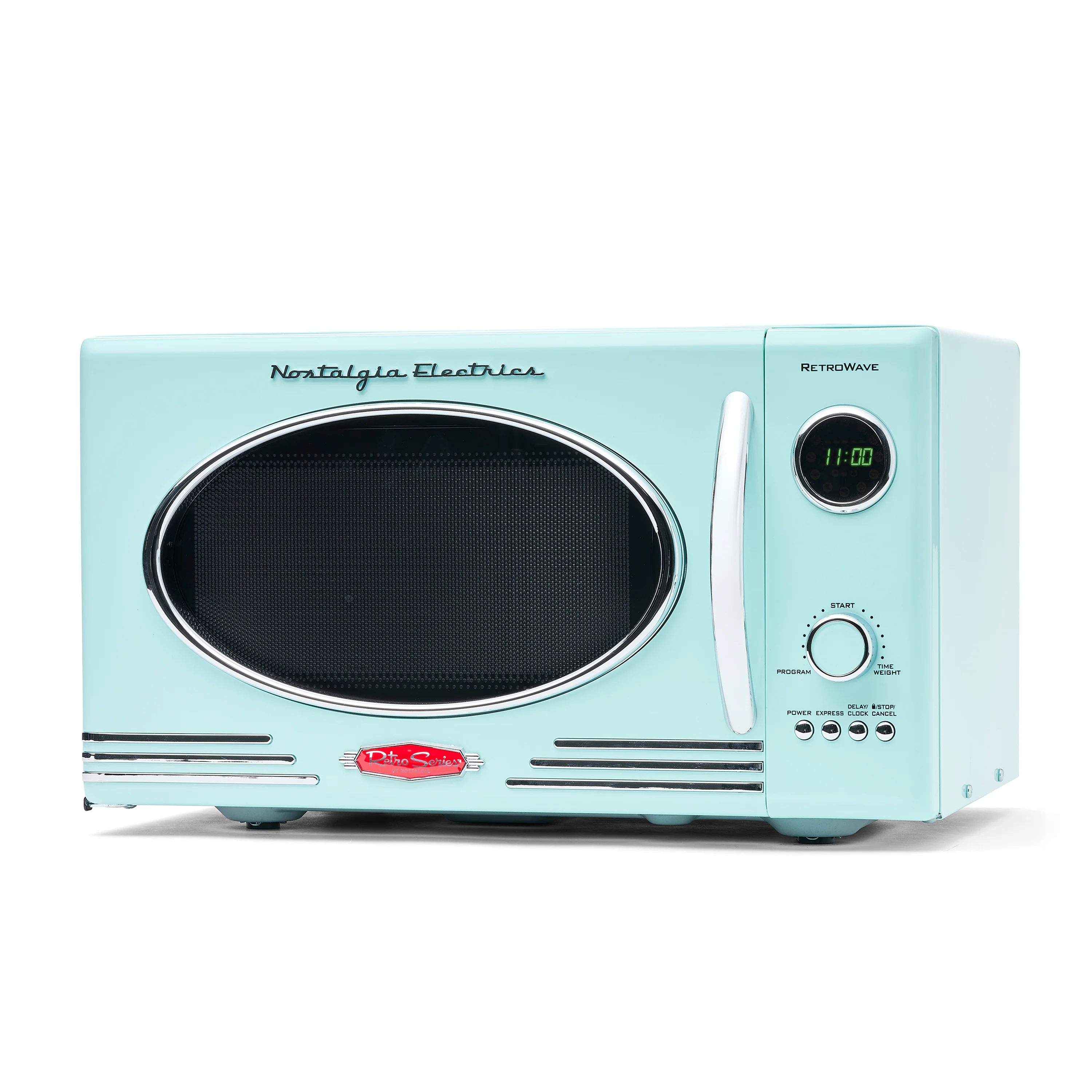 Retro 0.9 Cubic Foot 800-Watt Countertop Microwave Oven - Aqua - Inhomebuy