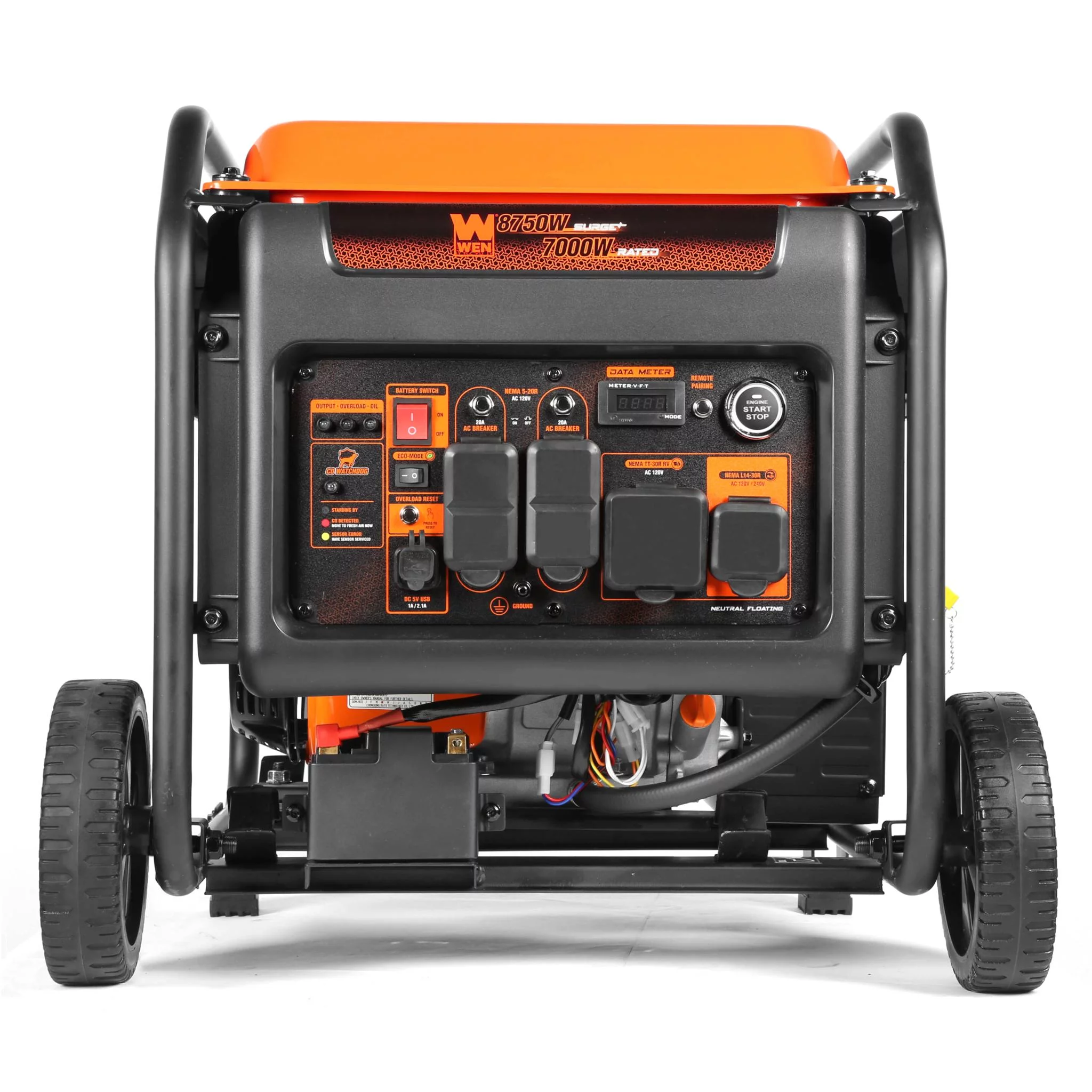 WEN 8750-Watt RV and Transfer-Switch-Ready 120V/240V Dual Fuel Open Frame Inverter Generator with Remote Electric Start and CO Shutdown Sensor - Inhomebuy