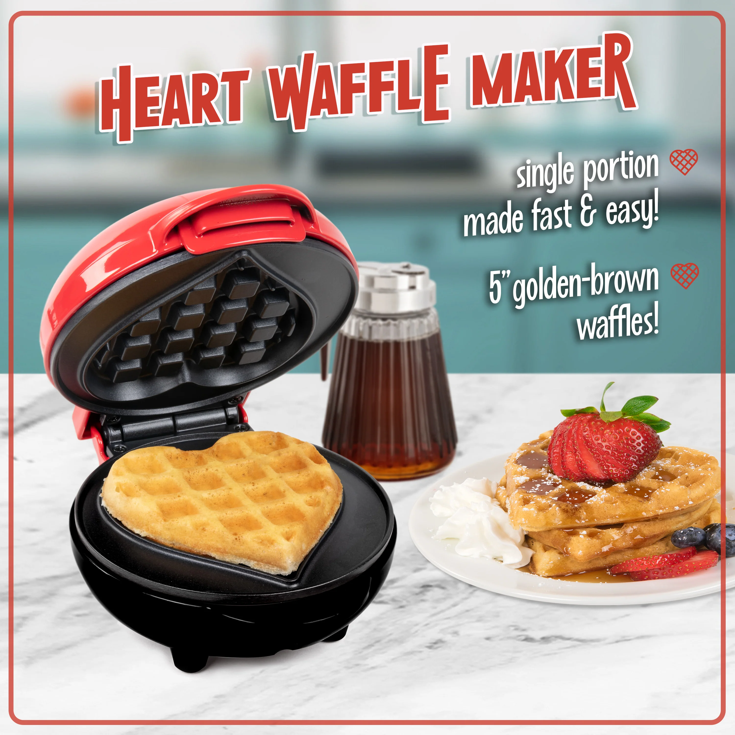 MyMini Personal Electric Heart Waffle Maker - Inhomebuy