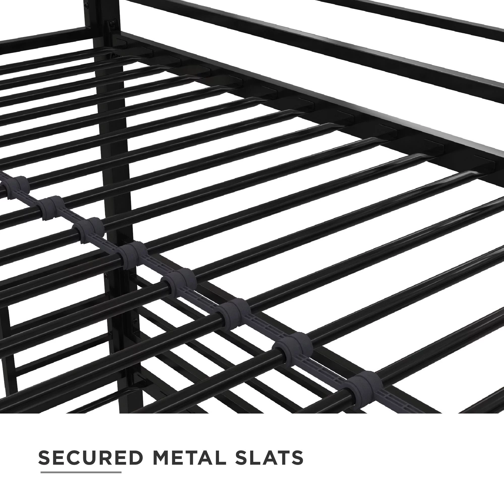 Your Zone June Triple Twin Metal Bunk Bed, Black - Inhomebuy