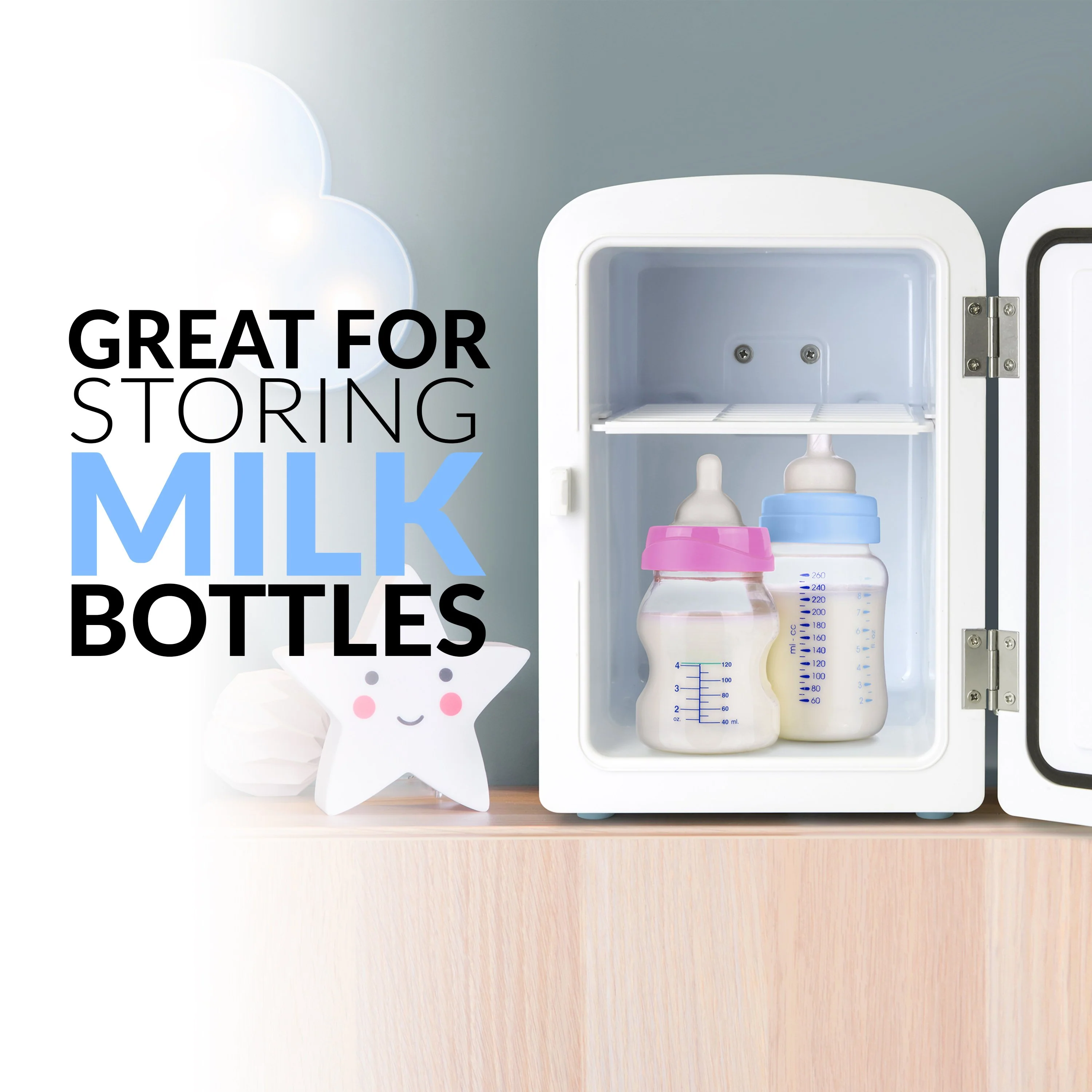 Retro 6-Can Personal Cooling and Heating Refrigerator with Display Window & Carry Handle, Aqua - Inhomebuy