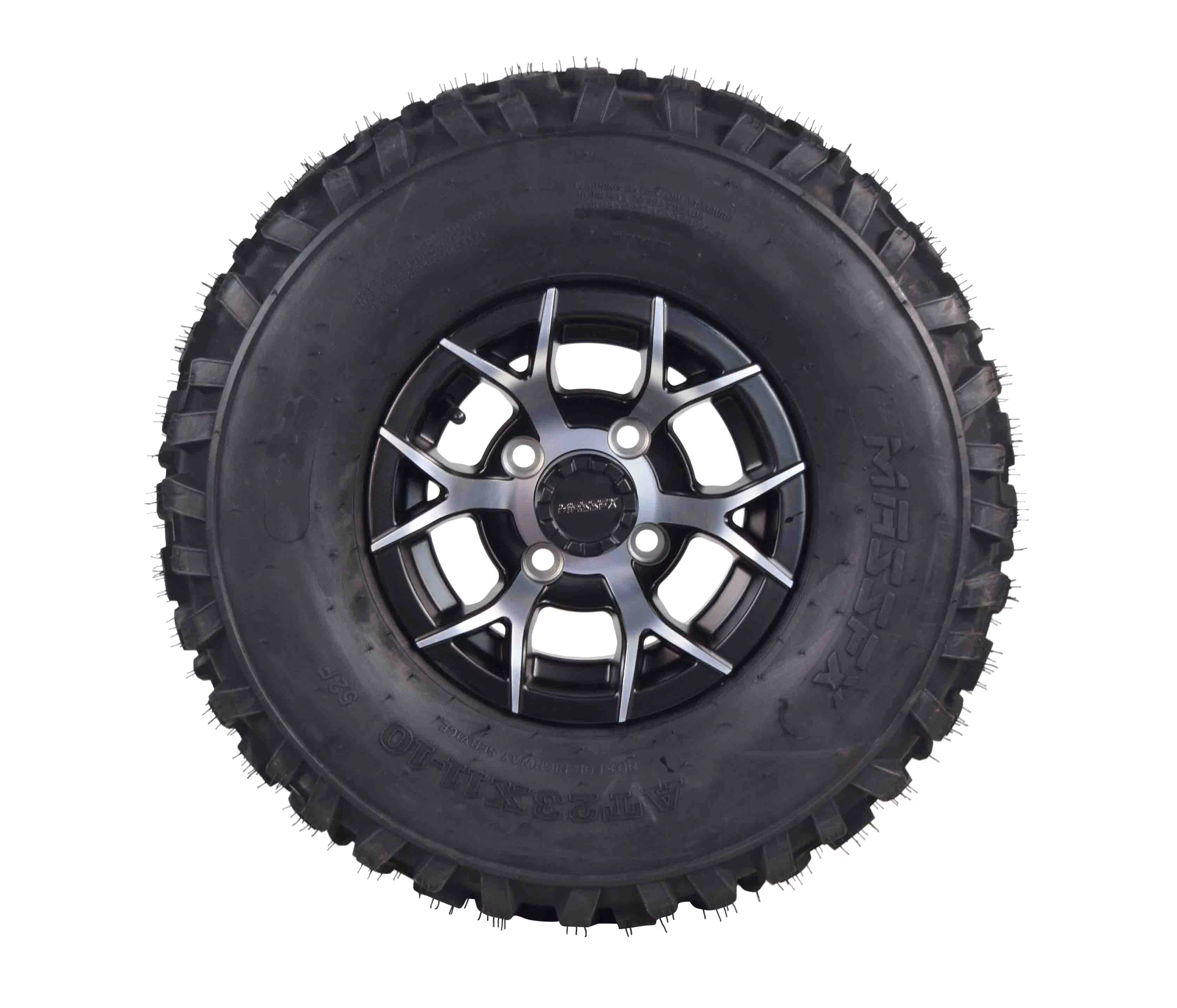 MASSFX 23x11-10 6 Ply Golf Cart Tire 23x11x10 & Black Wheel Kit A240 10x7 4/101.6 - Inhomebuy