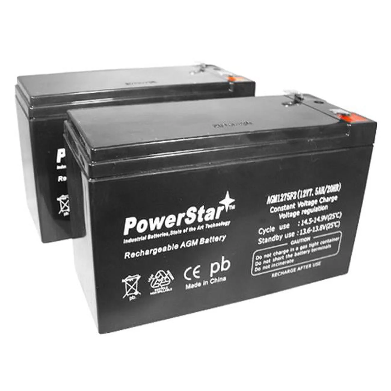 PowerStar AGM1275-2Pack03 12V 7.5 to 9Ah SLA Battery for Electric Scooters & Toy Car - Inhomebuy
