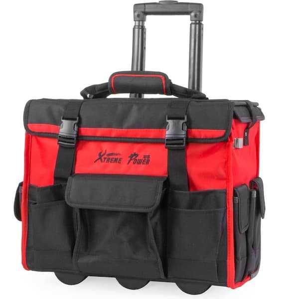 Xtremepowerus Rolling Tool Bag 18 with Wheels Portable Storage Organizer - Inhomebuy