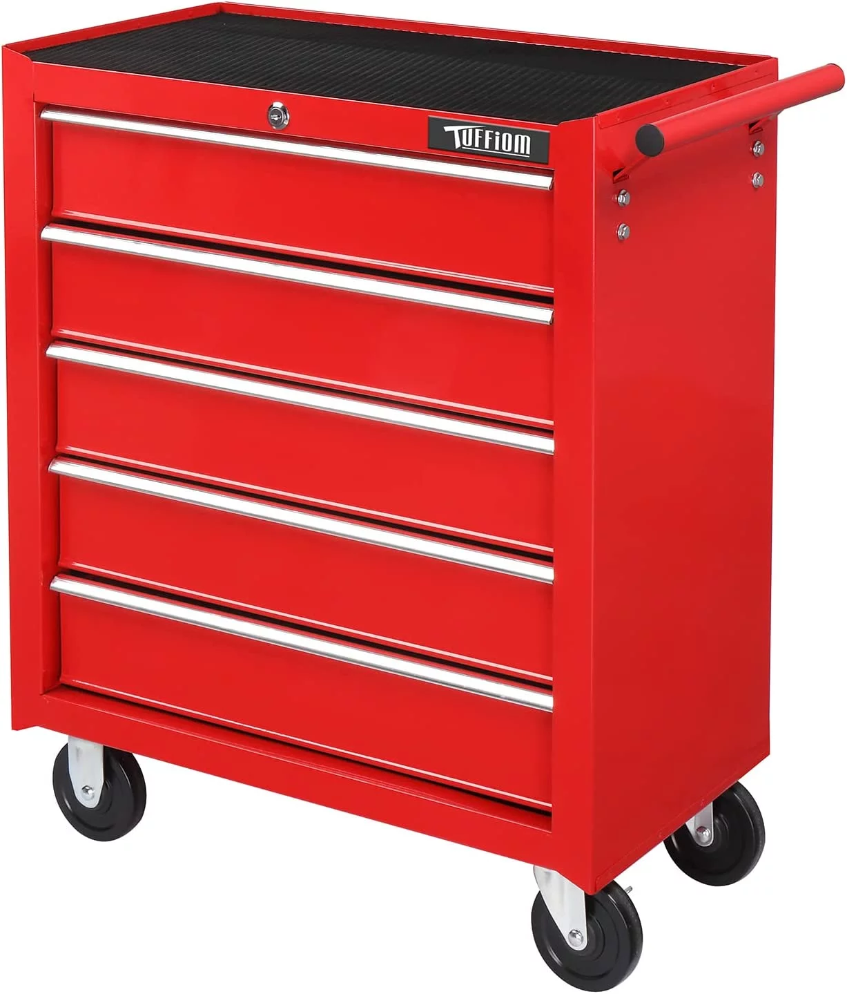 TUFFIOM 5-Drawer Rolling Tool Chest with Lock & Key, Tool Storage Organizer Box Cabinet with Wheels - Inhomebuy