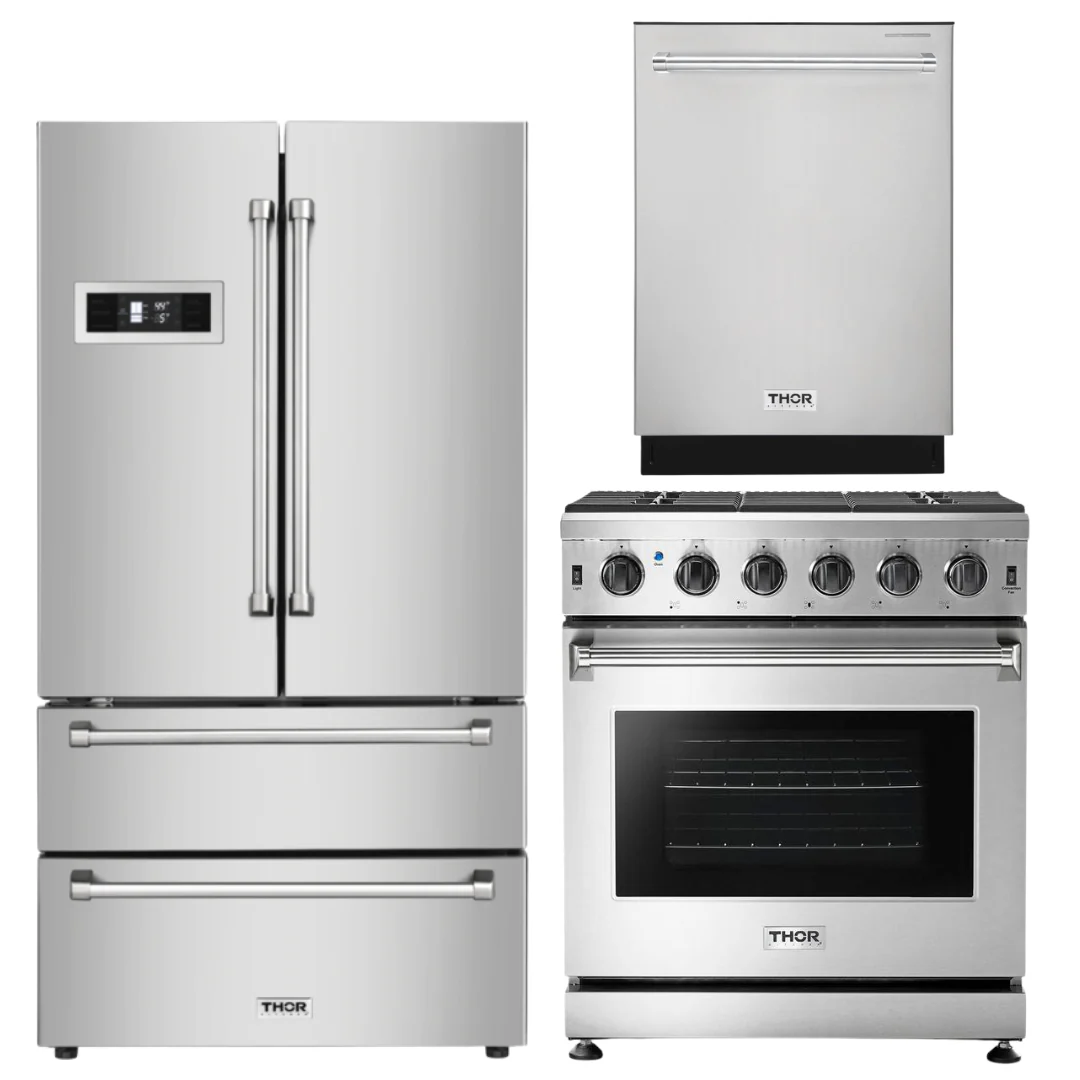 Thor Kitchen 30 in. Natural Gas Range, 36 in. Refrigerator & 24 in. Dishwasher, AP-LRG3001U-2 - Inhomebuy